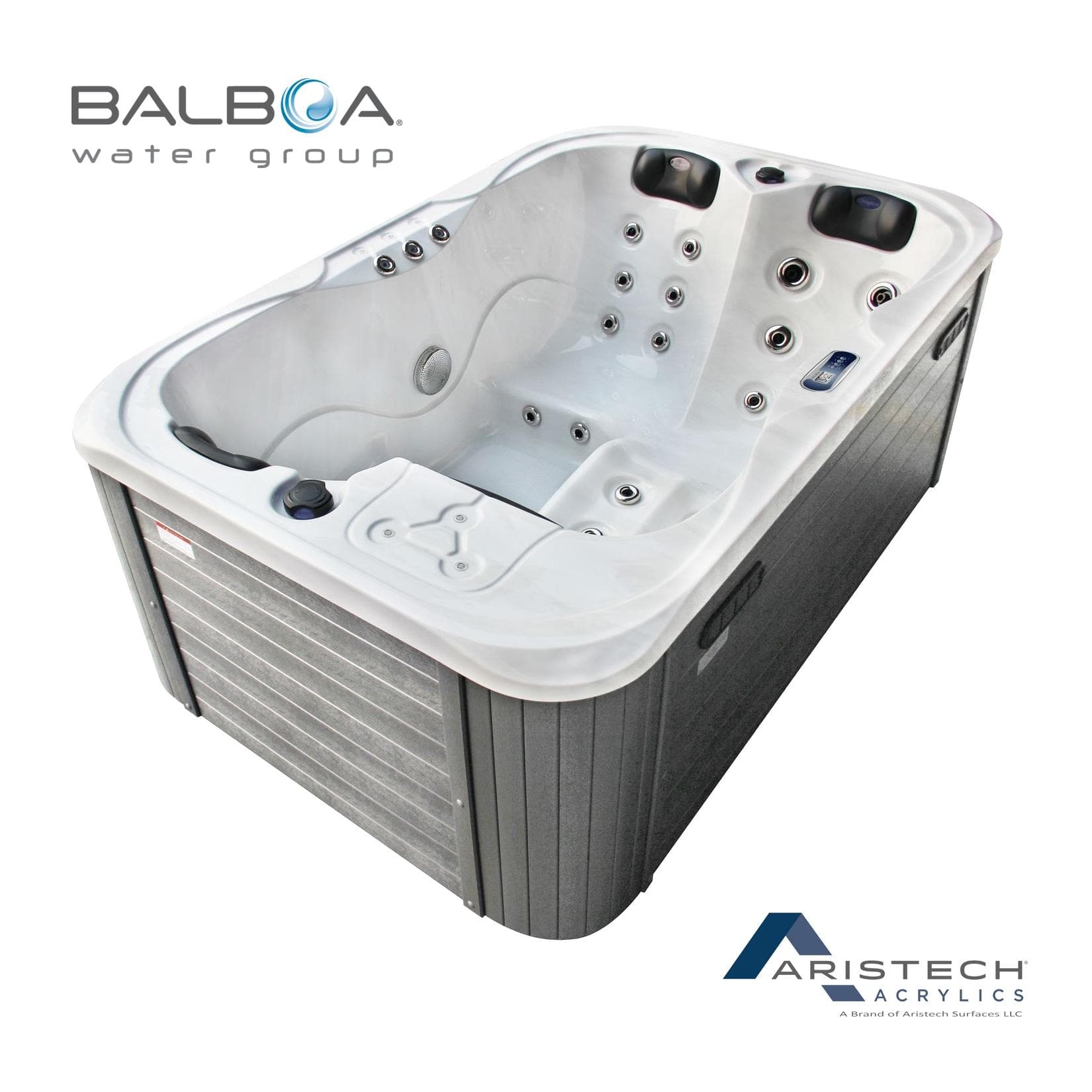 TroniTechnik® Outdoor Whirlpool Spa TINO PRO Weiß Silber Marmoriert