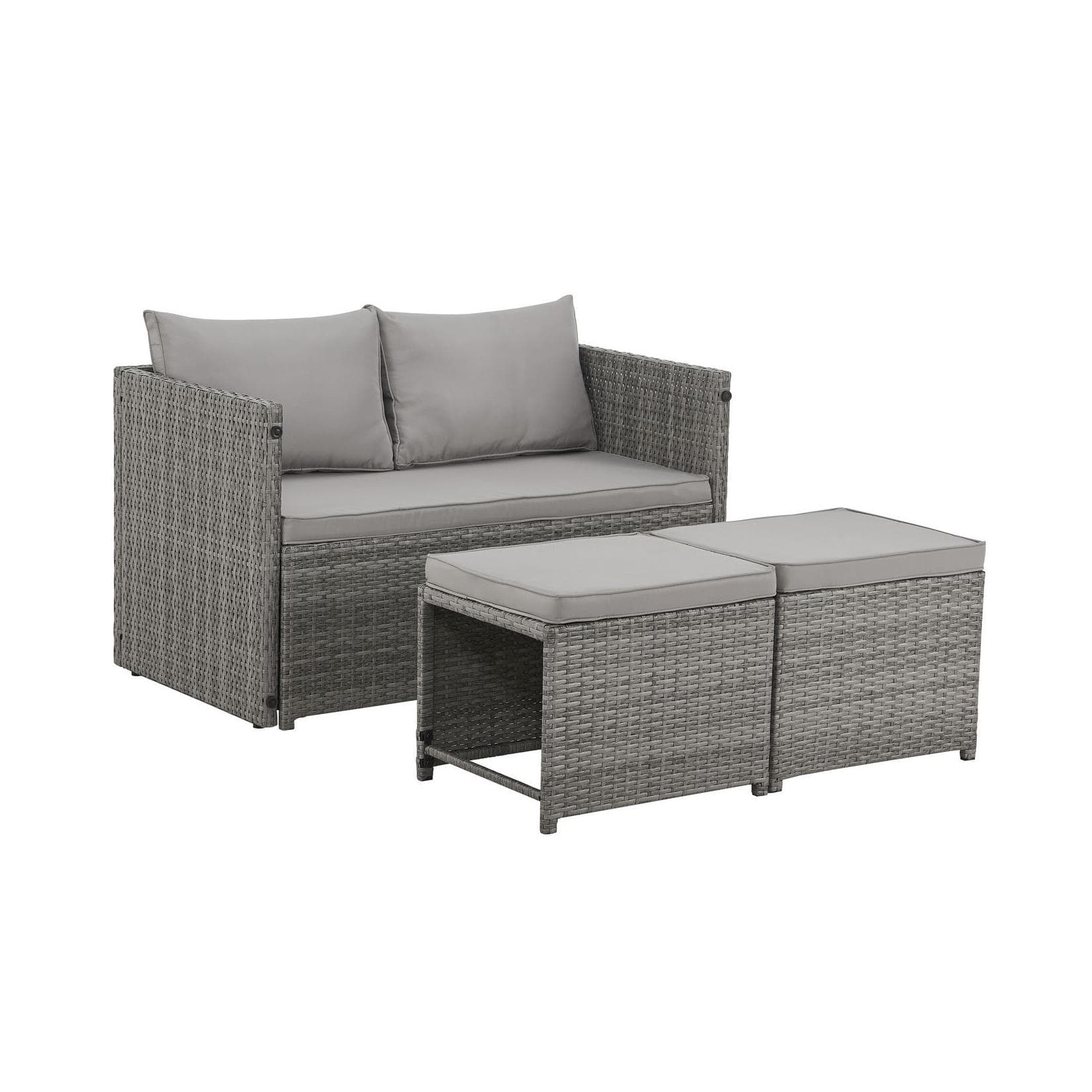 Juskys 2in1 Polyrattan Gartenlounge Set Jamaika Grau