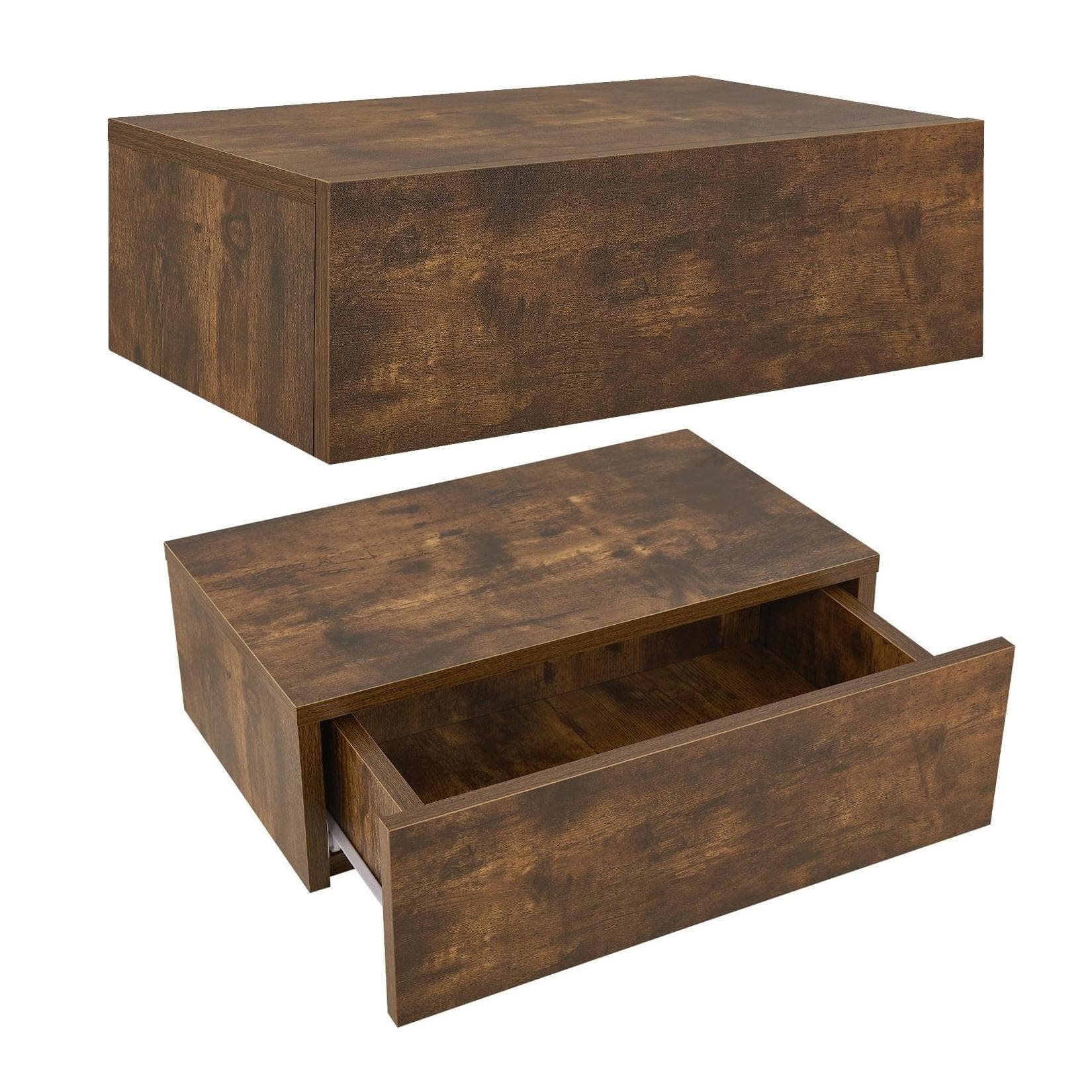 Juskys Wandregal Nachttisch 2er Set Holz Natur Modern