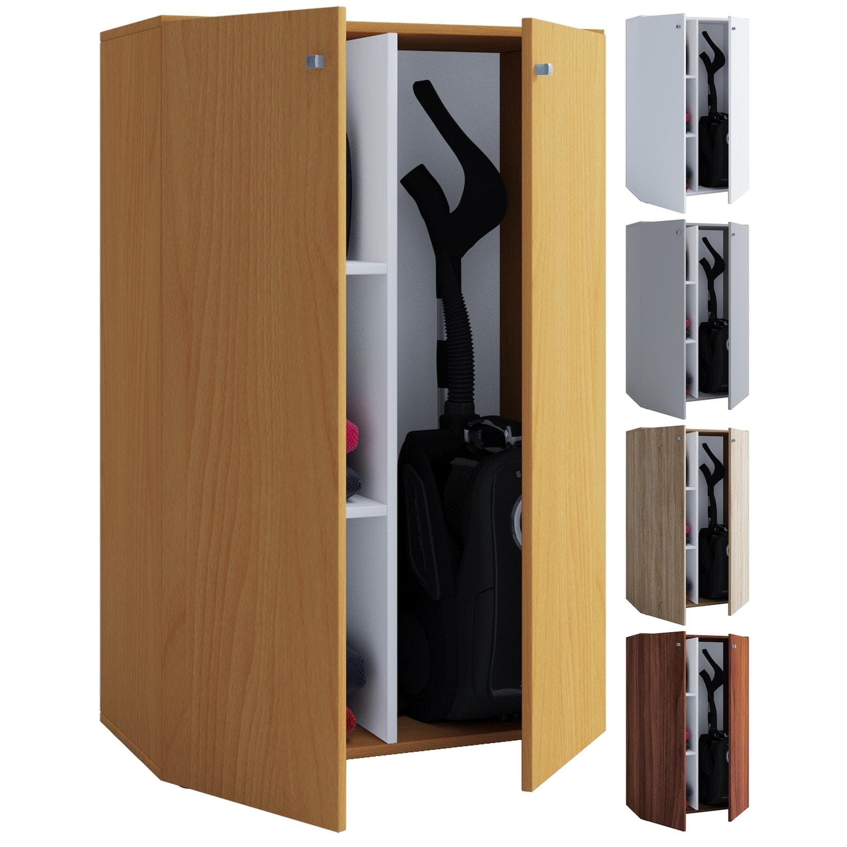 VCM Mehrzweckschrank Lona L Grau Holz 4 Fächer