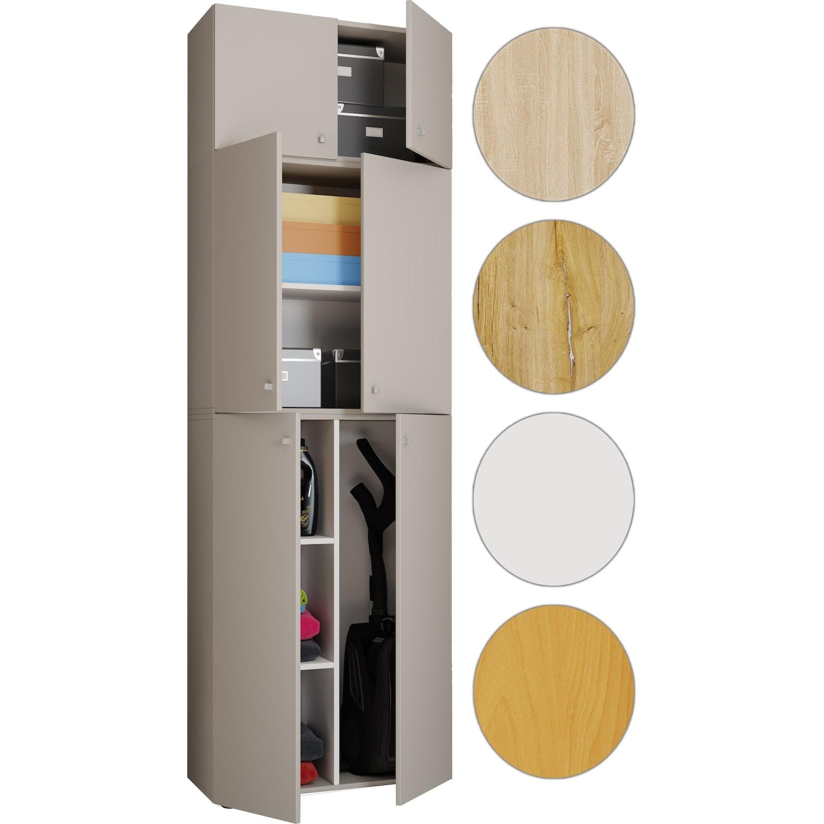 VCM Mehrzweckschrank Lona A Braun Buche 2 Türen