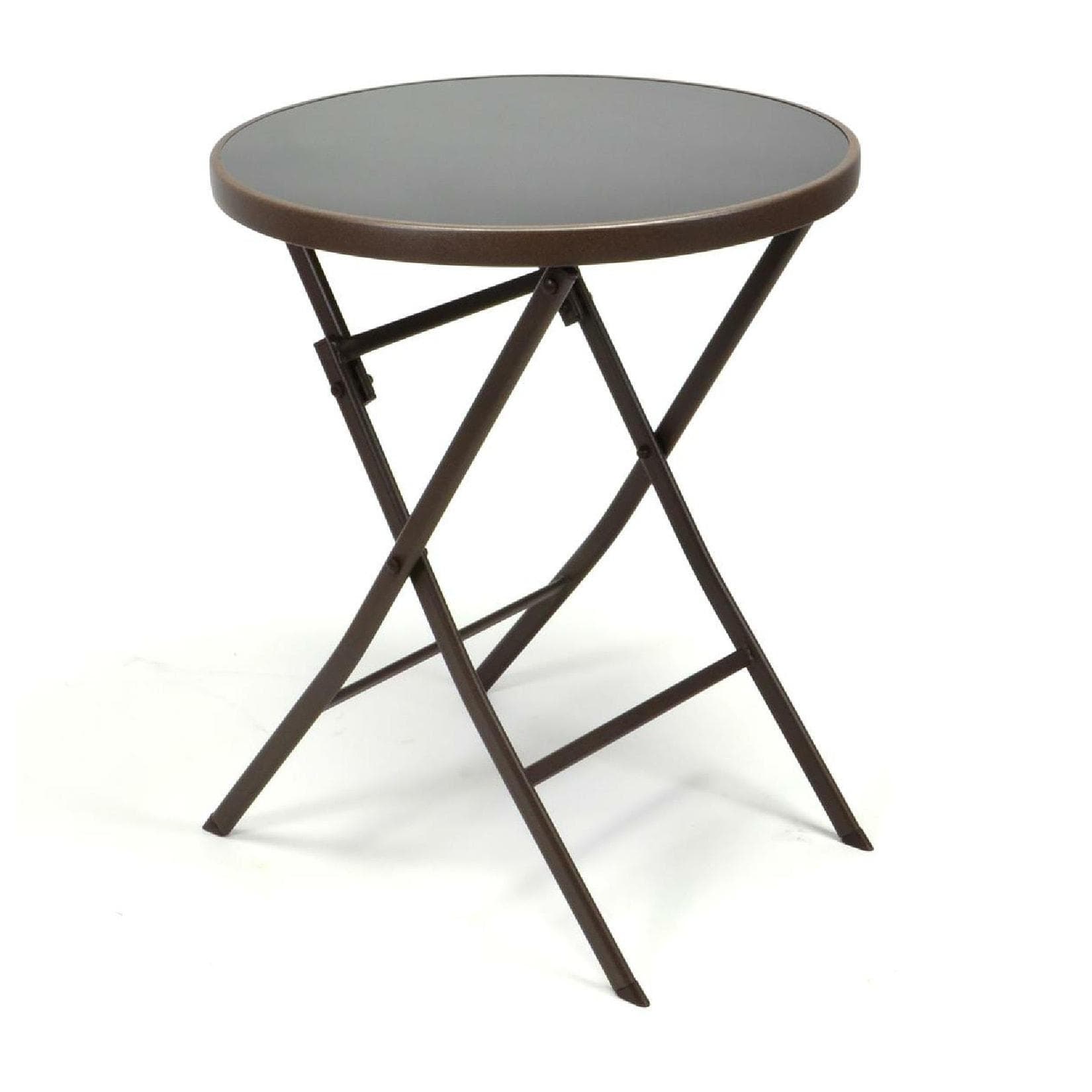 Klapptisch aus Glas und Stahl, Ø 60cm