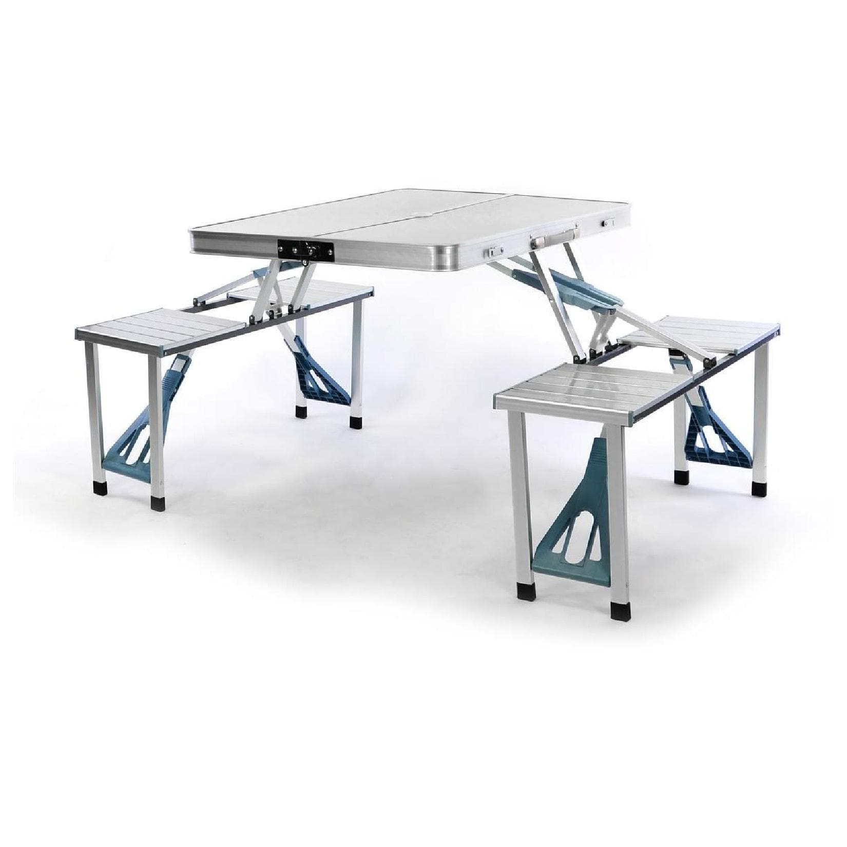VCM Klapptisch mit integrierten Sitzbänken Alu Tisch mit 4 Hocker