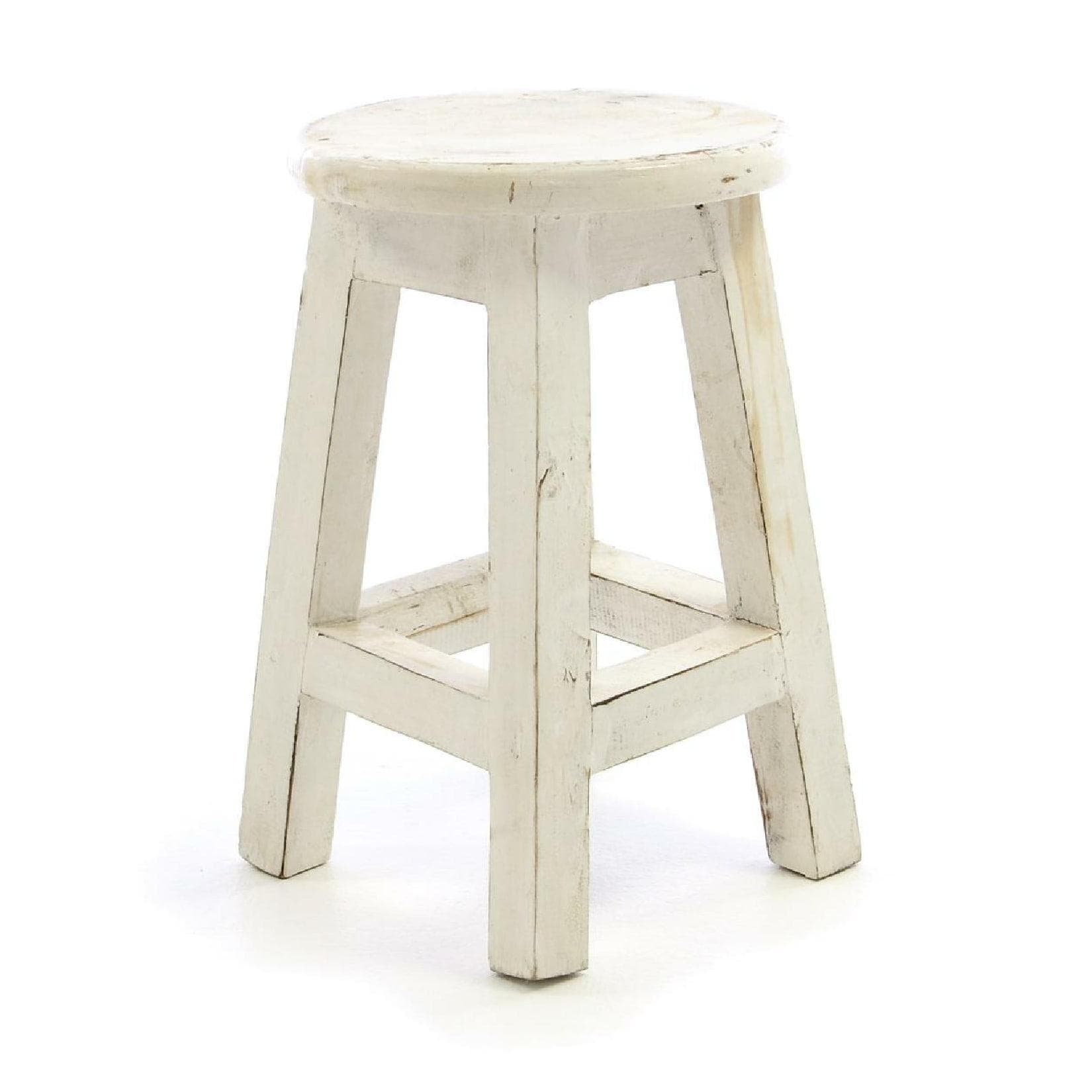 VCM Hocker Weiß Vintage-Look Massivholz