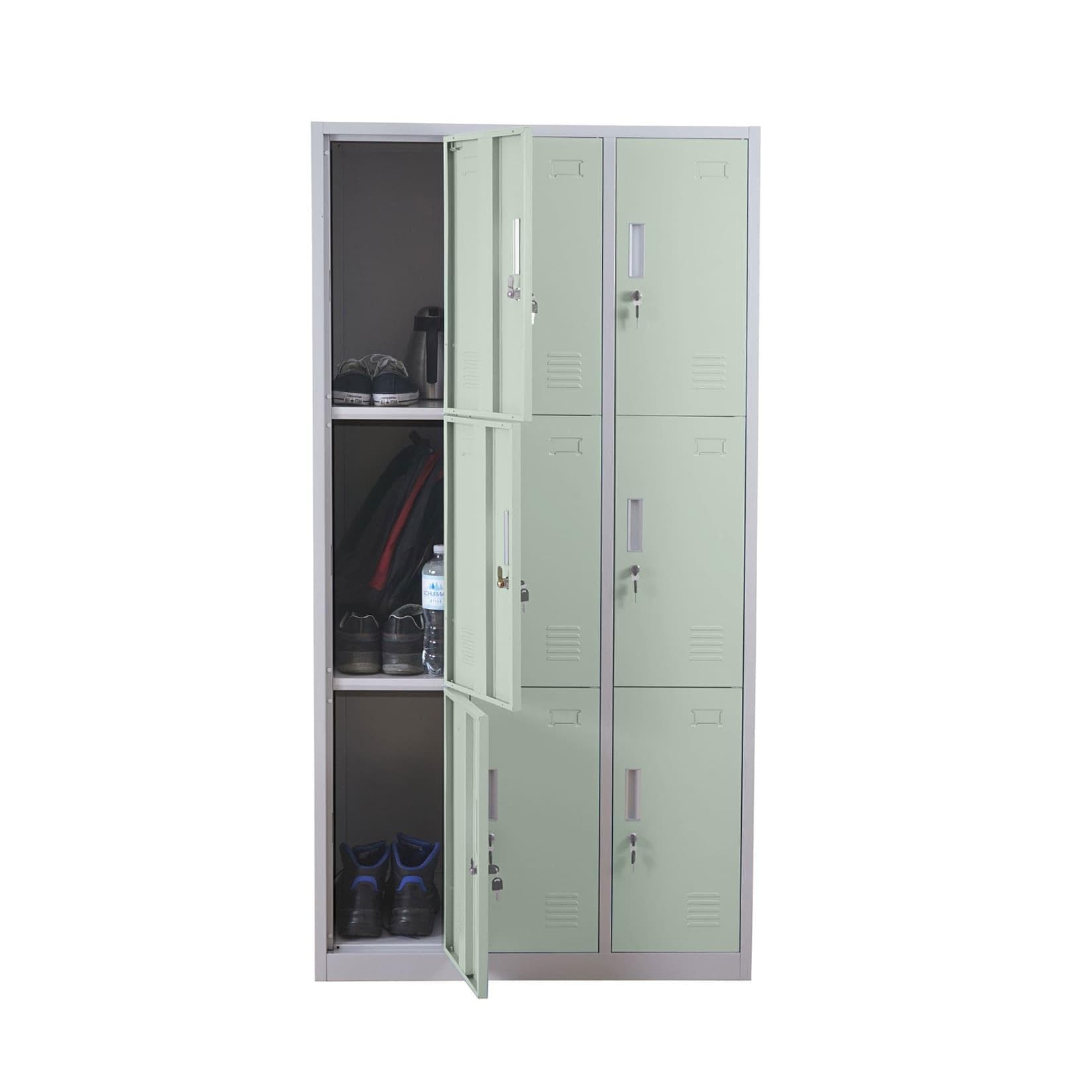 MCW Schließfach Preston T829 Metall 9 Fächer Grün