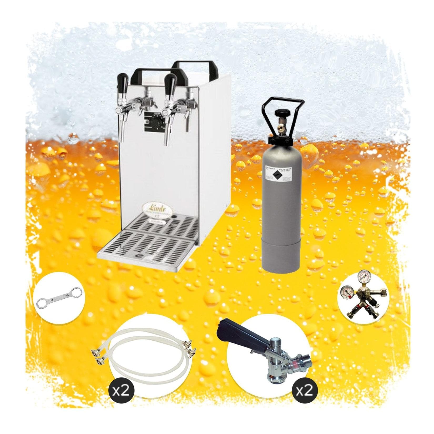 ich-zapfe Komplett Set - Zapfanlage, Bierzapfanlage - Kontakt 40 2-leitig Trockenkühler, Durchlaufkühler 50 Liter/h, Green Line