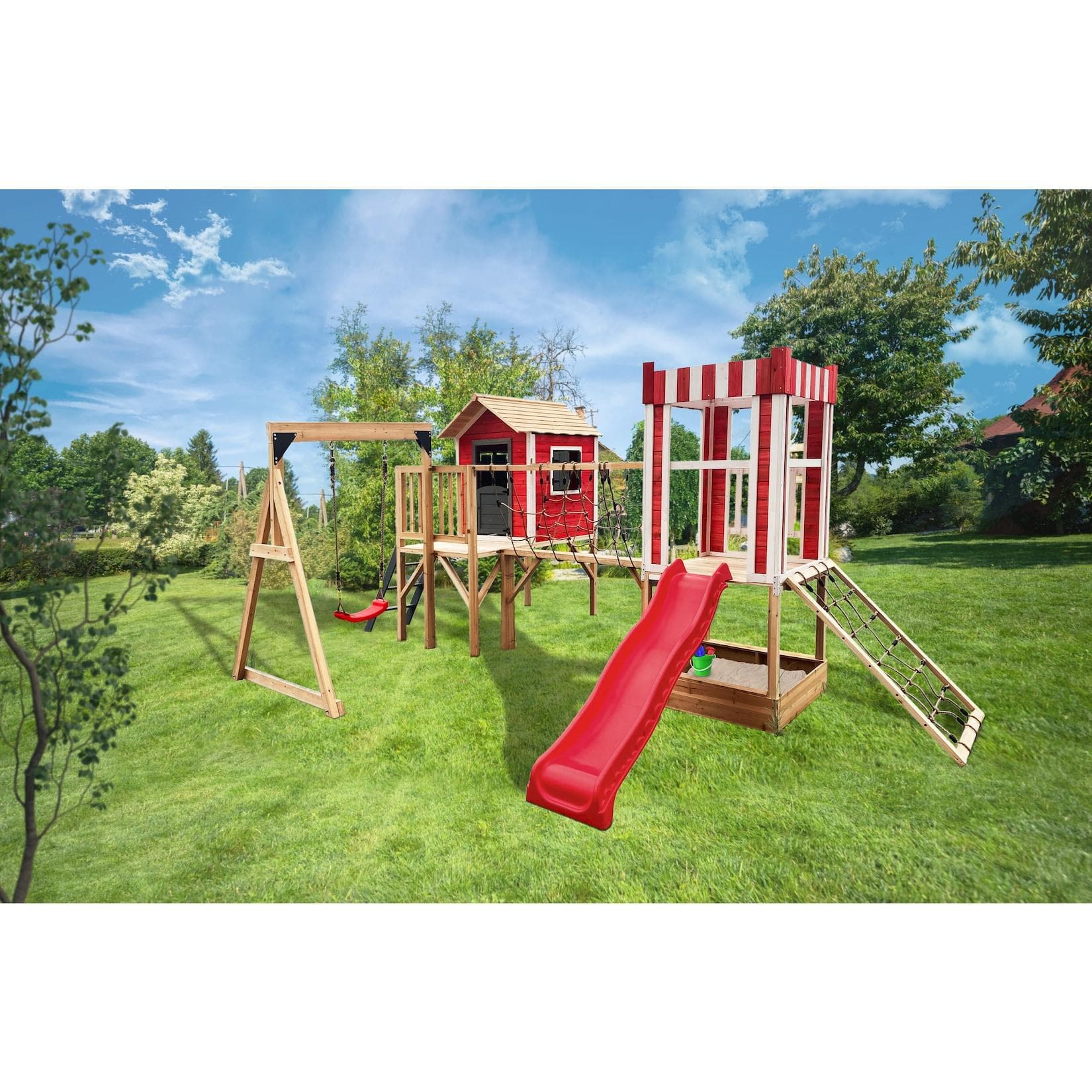 Home Deluxe Spielpark WUNDERLAND mit Kletternetz und Brücke