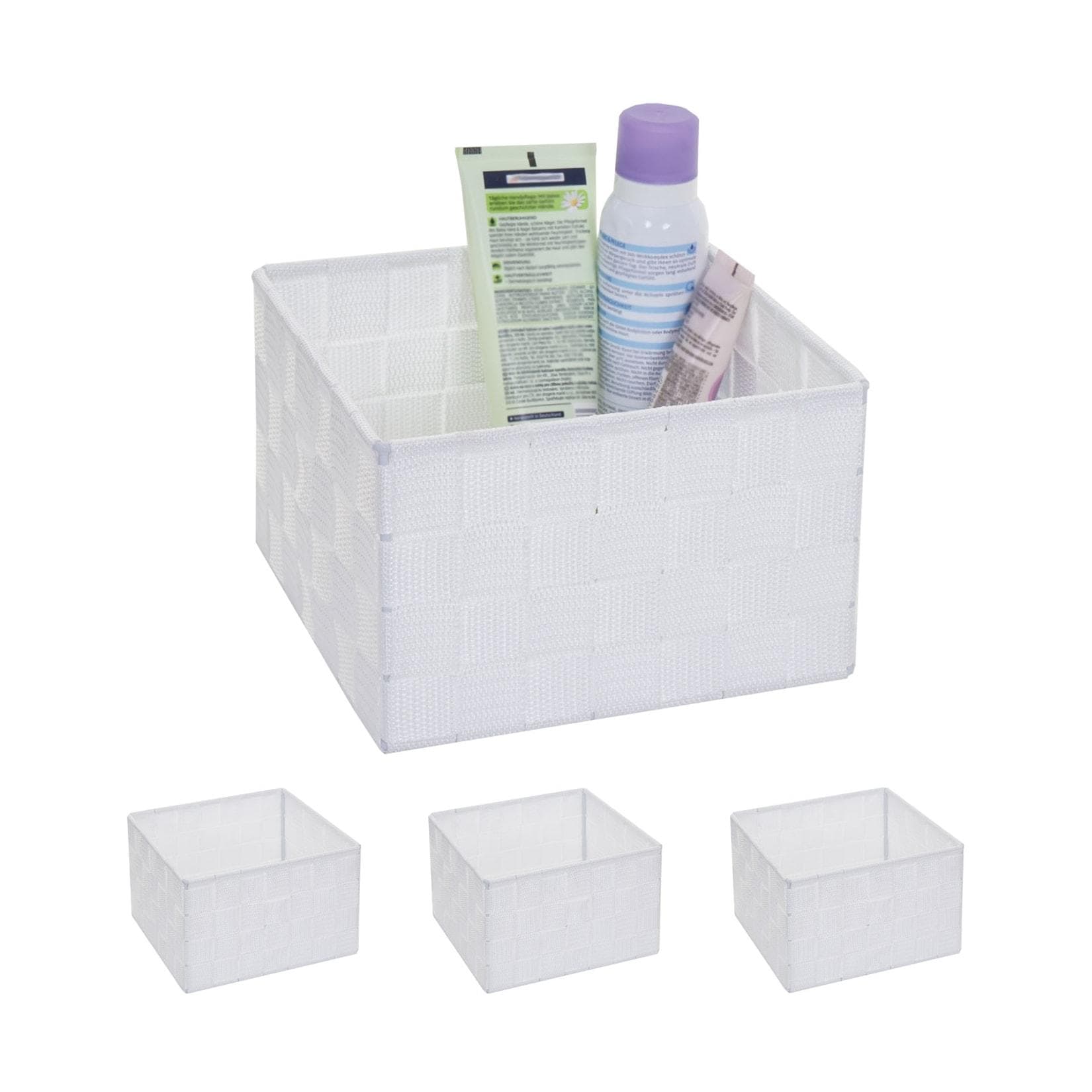 MCW 4er-Set Aufbewahrungskorb Weiß Dekokorb Regalkorb