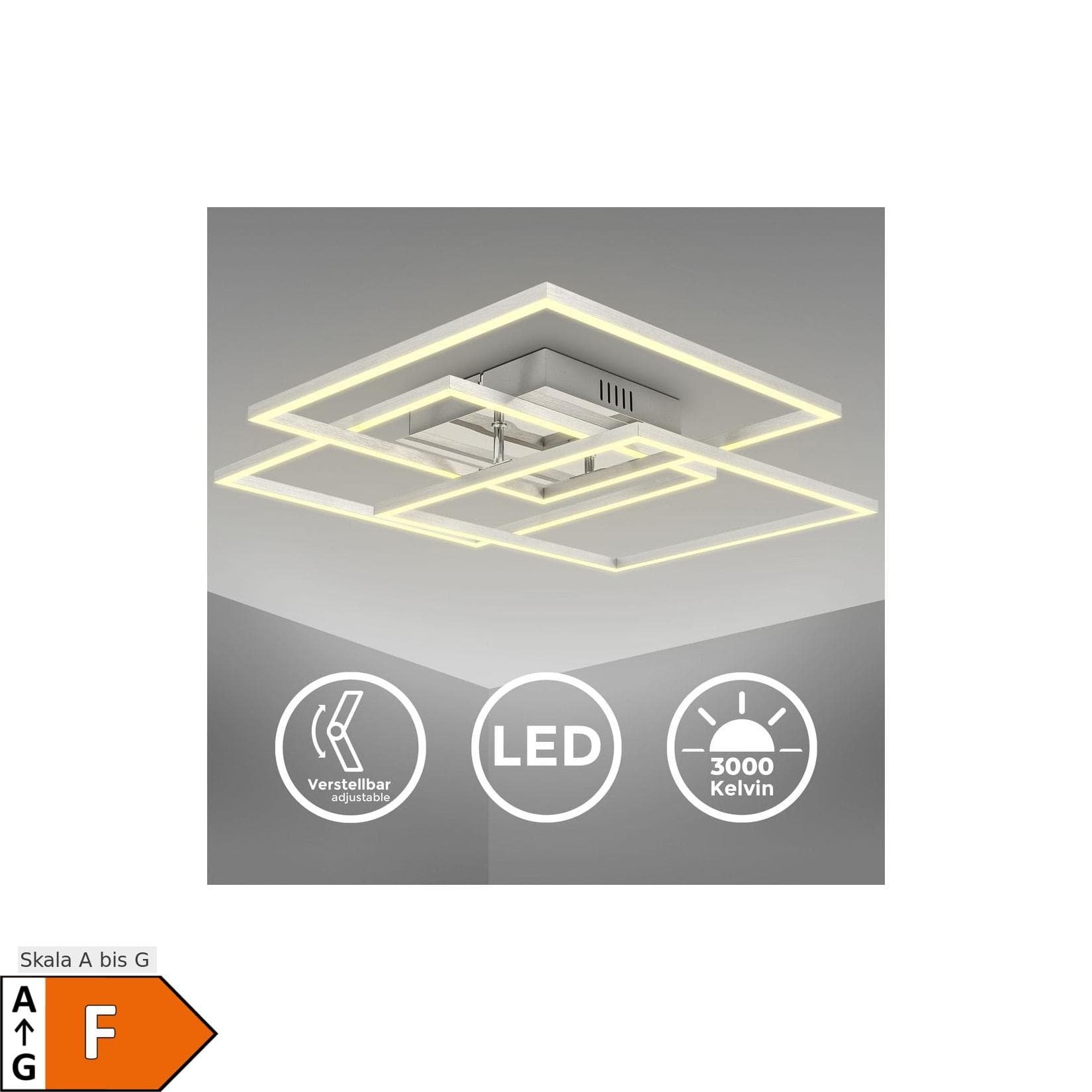 B.K.Licht FRAME Chrom-Alu LED Deckenlampe 3-flammig Warmweiß Schwenkbar