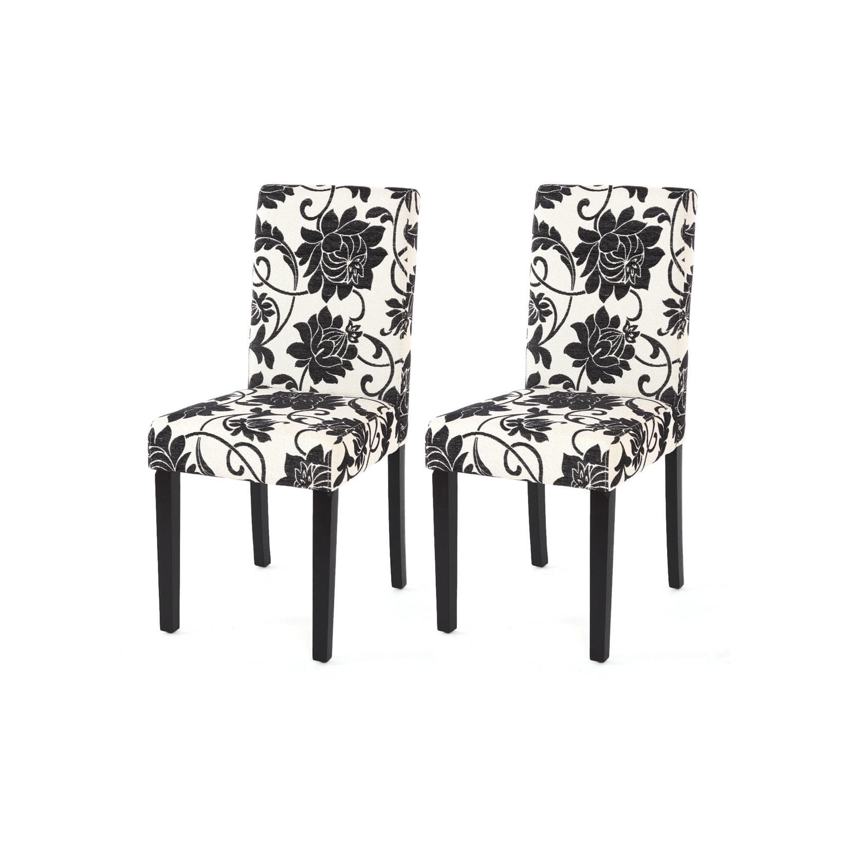 MCW 2er-Set Esszimmerstuhl Littau Textil Jacquard Dunkle Beine