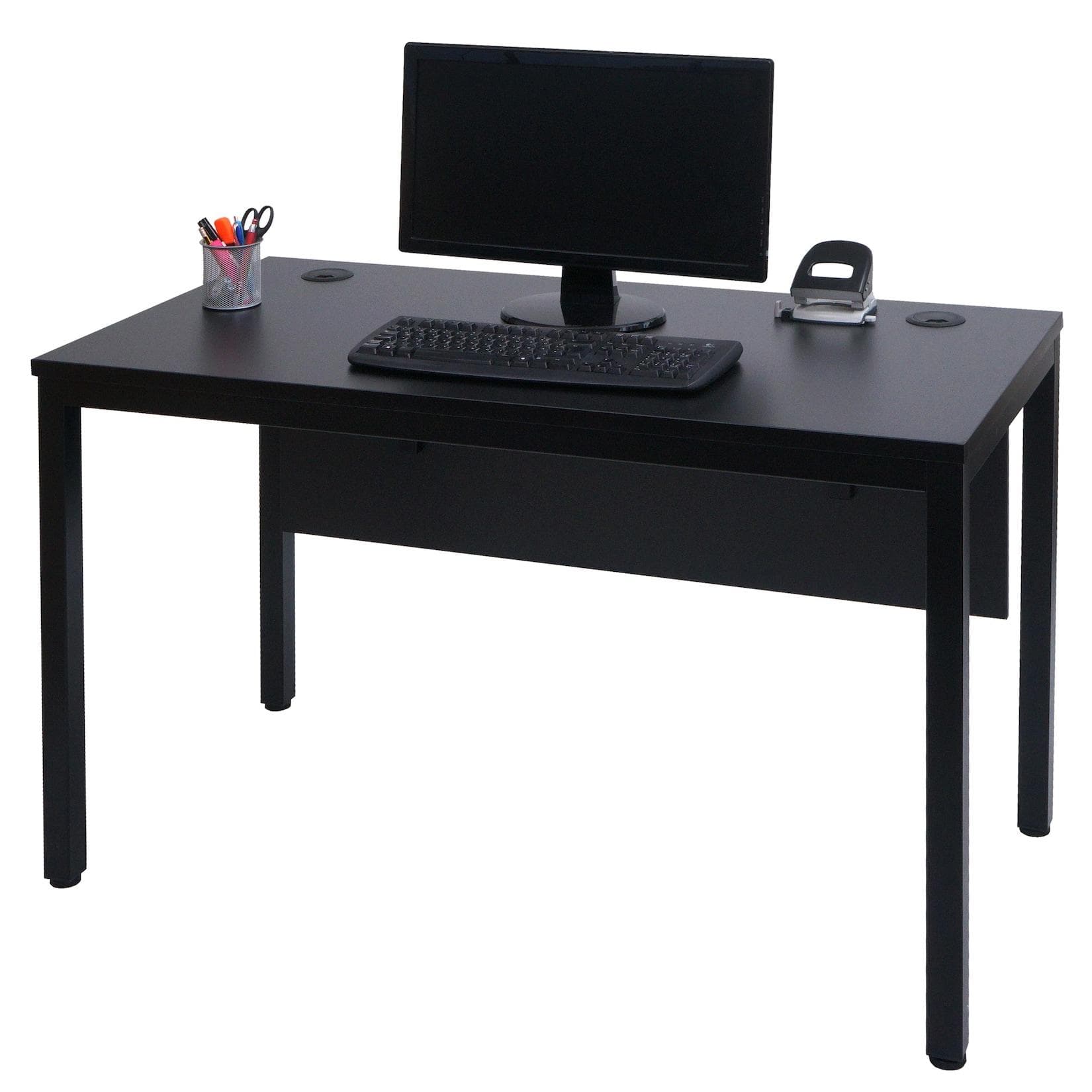 MCW Schreibtisch MCW-E94 Schwarz Bürotisch mit Rückwand