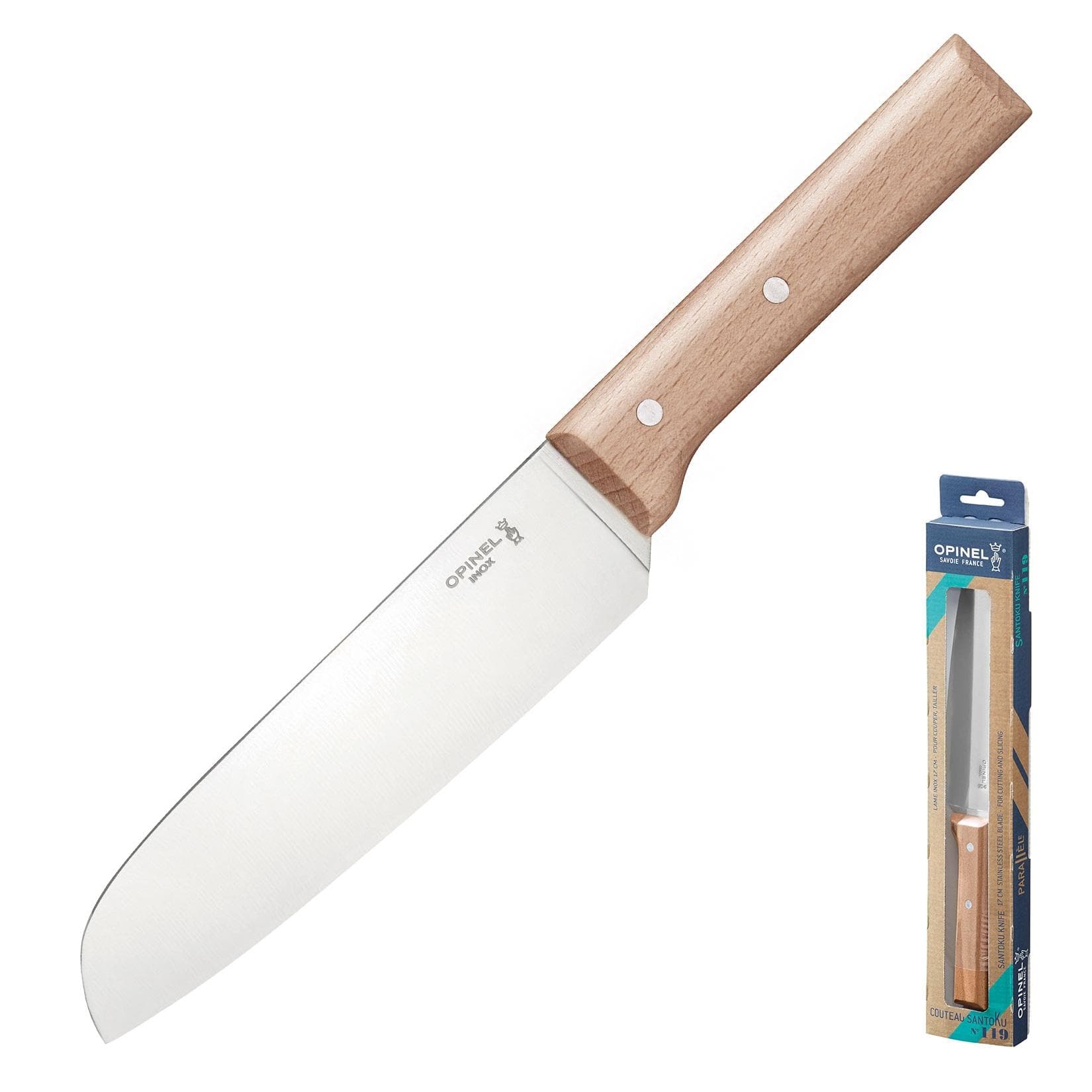 OPINEL Parallele Santoku Küchenmesser Holzgriff