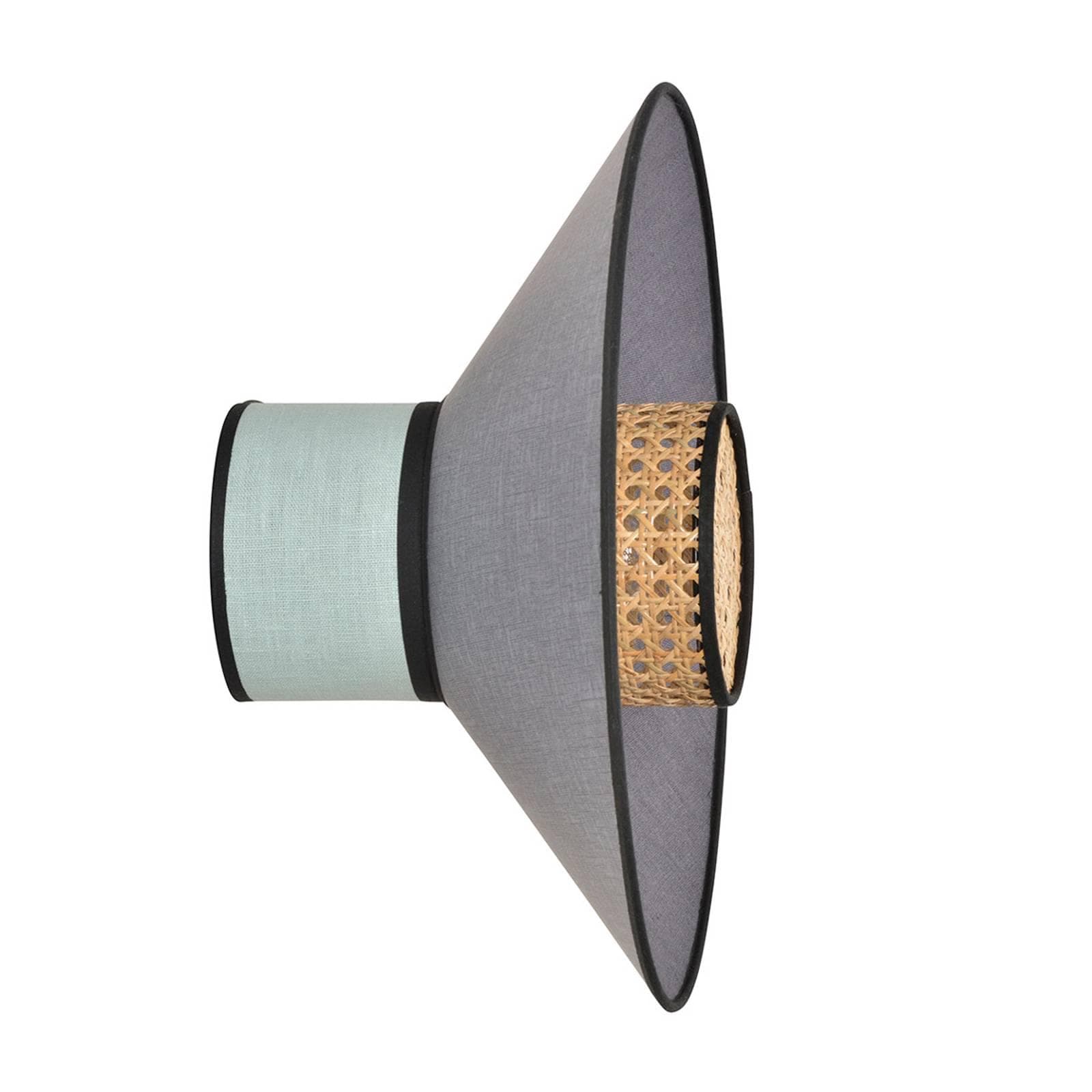 Wandleuchte aus Rattan, Leinen und Metall in Mandel und Anthrazit