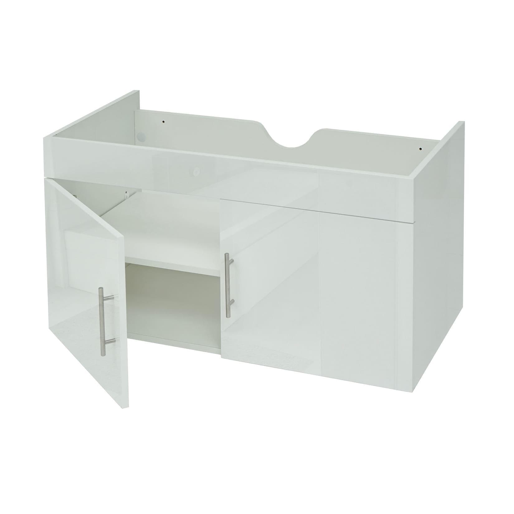 MCW Waschbeckenunterschrank MCW-D16 Weiß Hochglanz Wandmontage