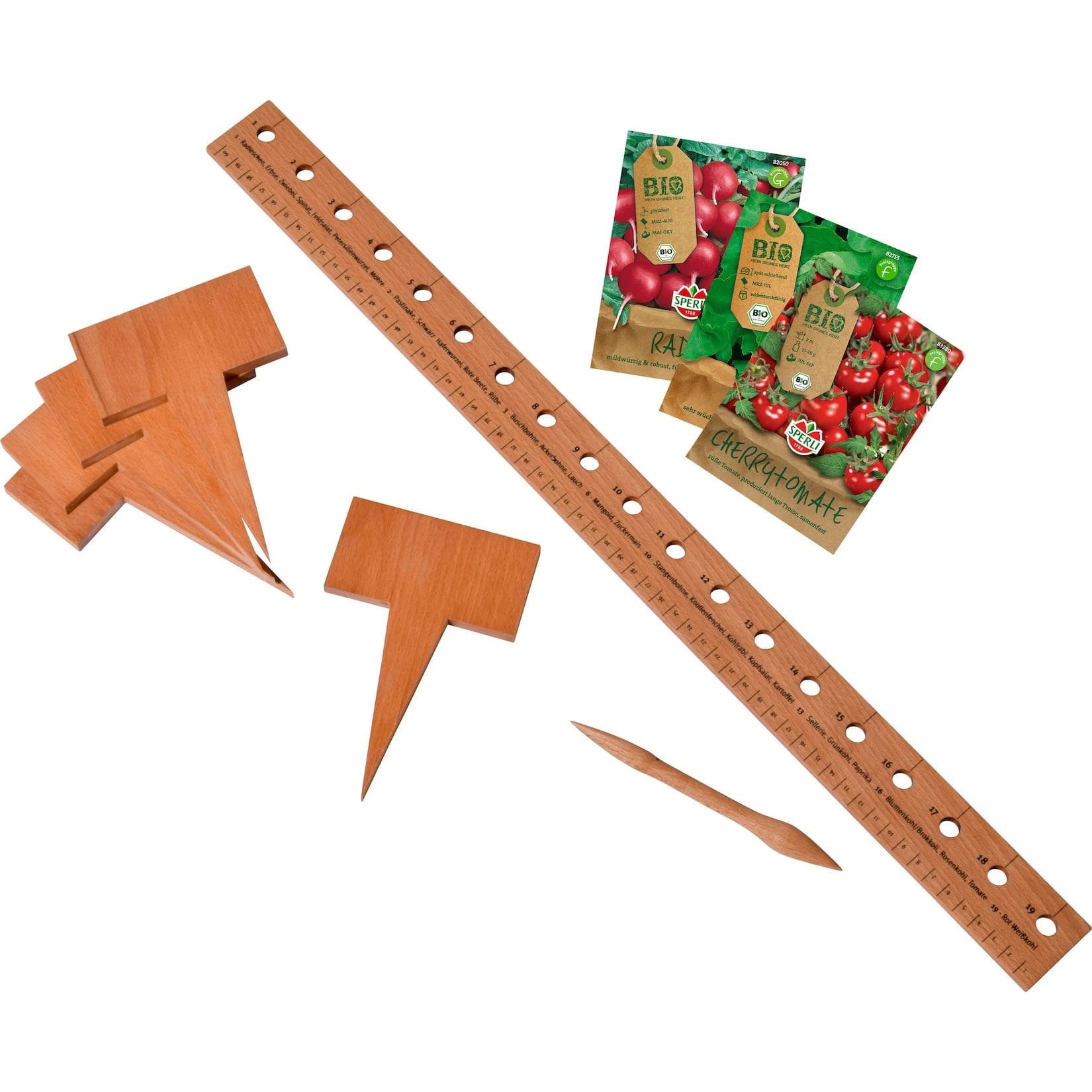 Dobar Blumentopf Pflanzen-StarterSet aus Buchenholz: Bio-Samen & Gartenzubehör