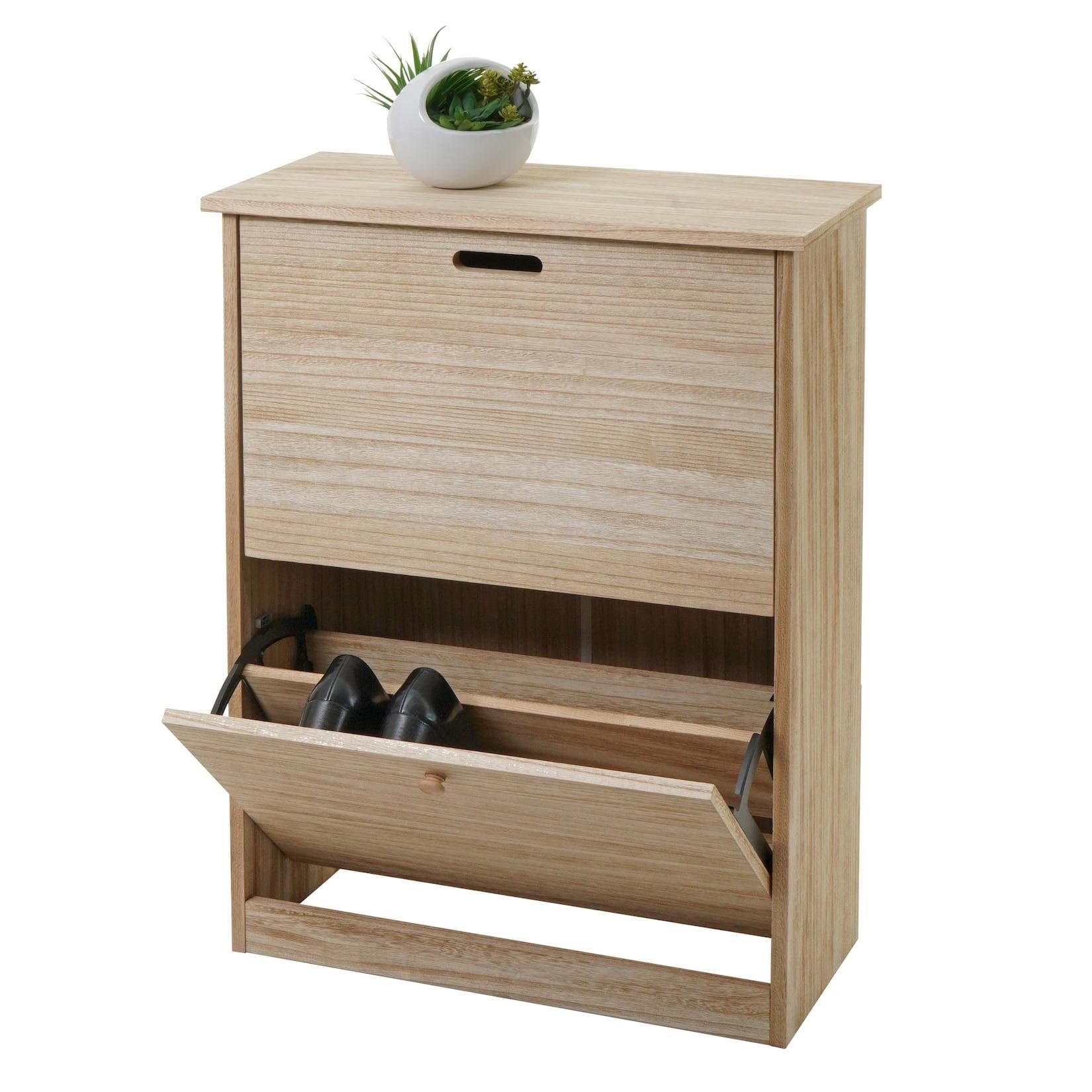 MCW Schuhkipper K45 2 Klappen Paulownia Holz Naturbraun