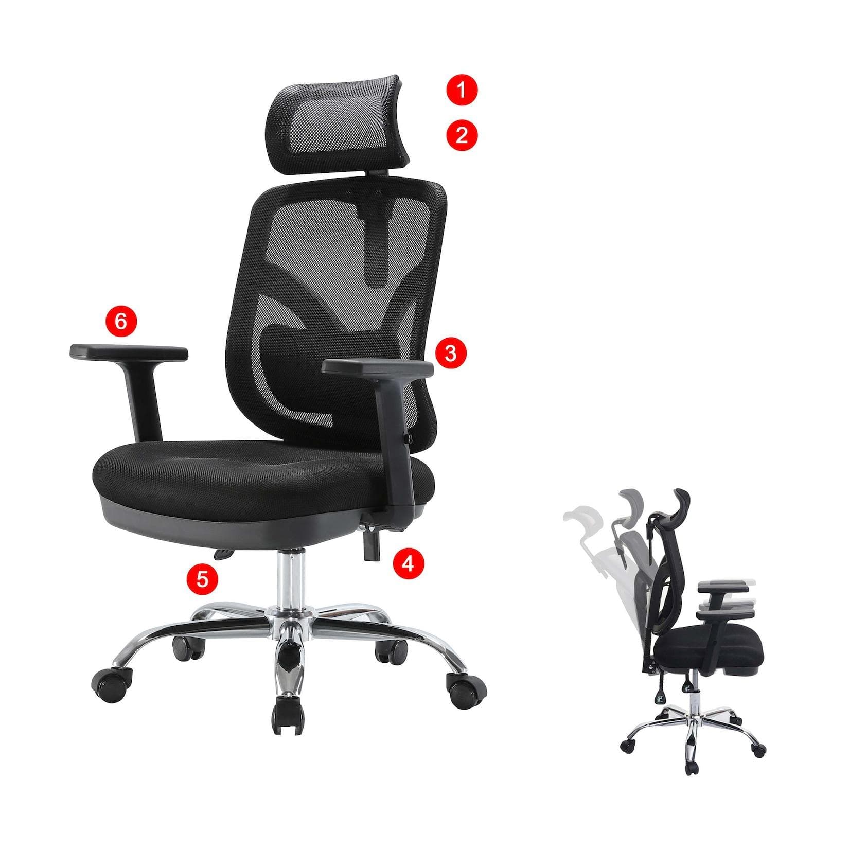 Bürostuhl MCW-J92 Schreibtischstuhl Ergonomisch Verstellbare Lordosenstütze Schwarz