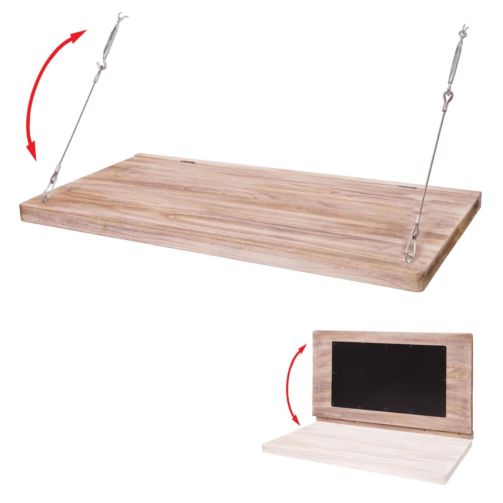 MCW Wandtisch MCW-H48 Klappbar mit Tafel Massivholz