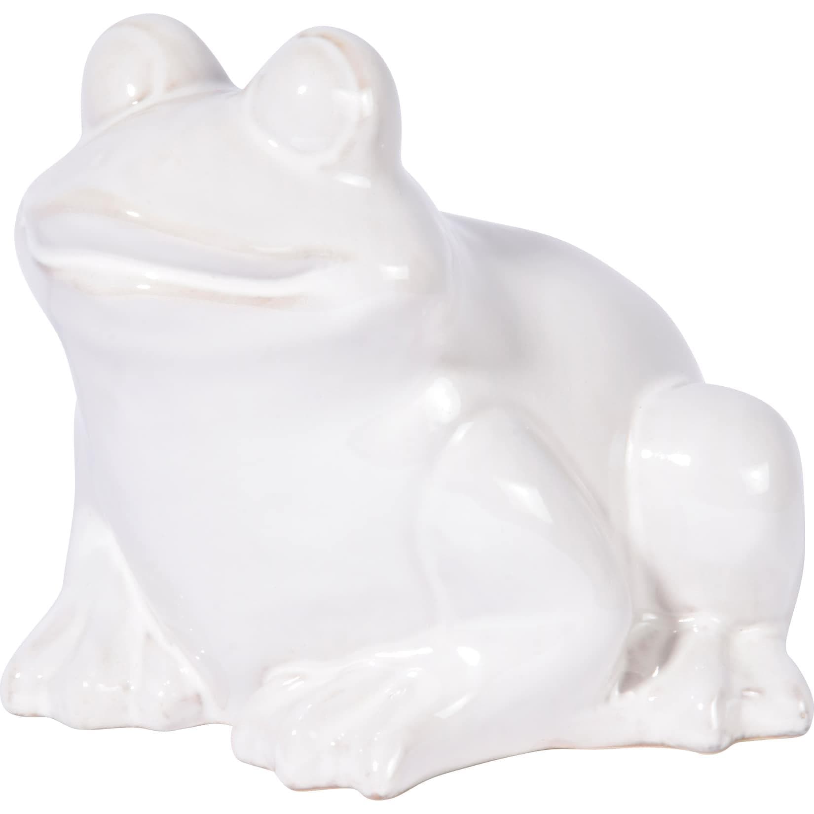 Dobar Dekorative Gartenfigur Frosch Glasiert Weiß
