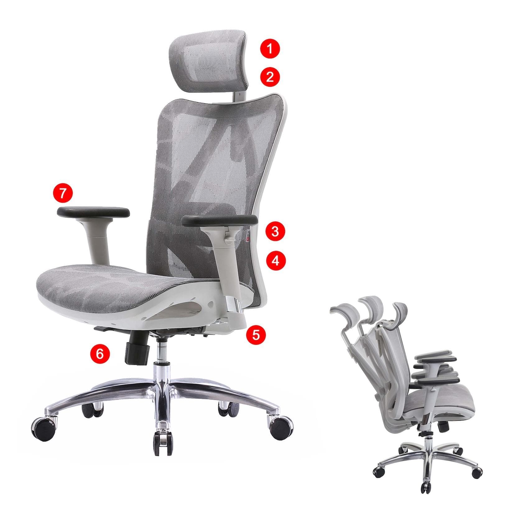 Bürostuhl MCW-J87 Schreibtischstuhl Ergonomisch Verstellbare Armlehne 150kg Belastbar Bezug Grau Gestell Weiß