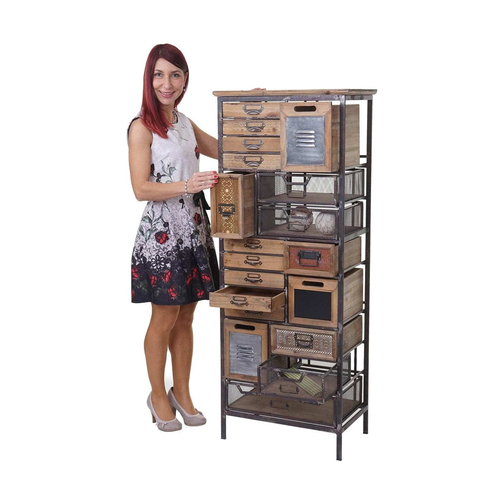 MCW Apotheker-Schrank MCW-A43 Tanne Holz massiv Vintage Shabby-Look