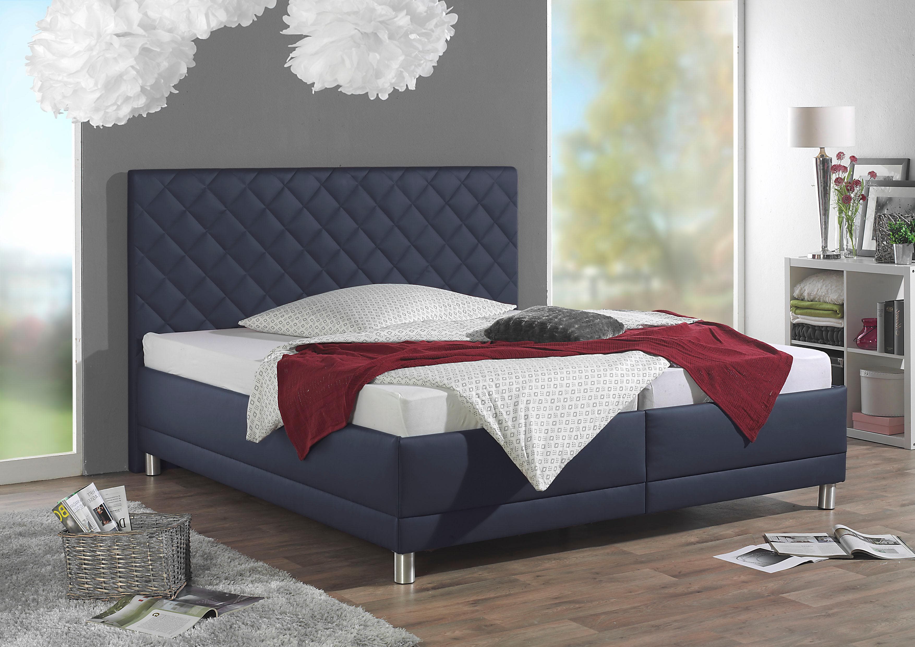 Polsterbett MAINTAL Blau mit Bettkasten und verstellbarem Lattenrost