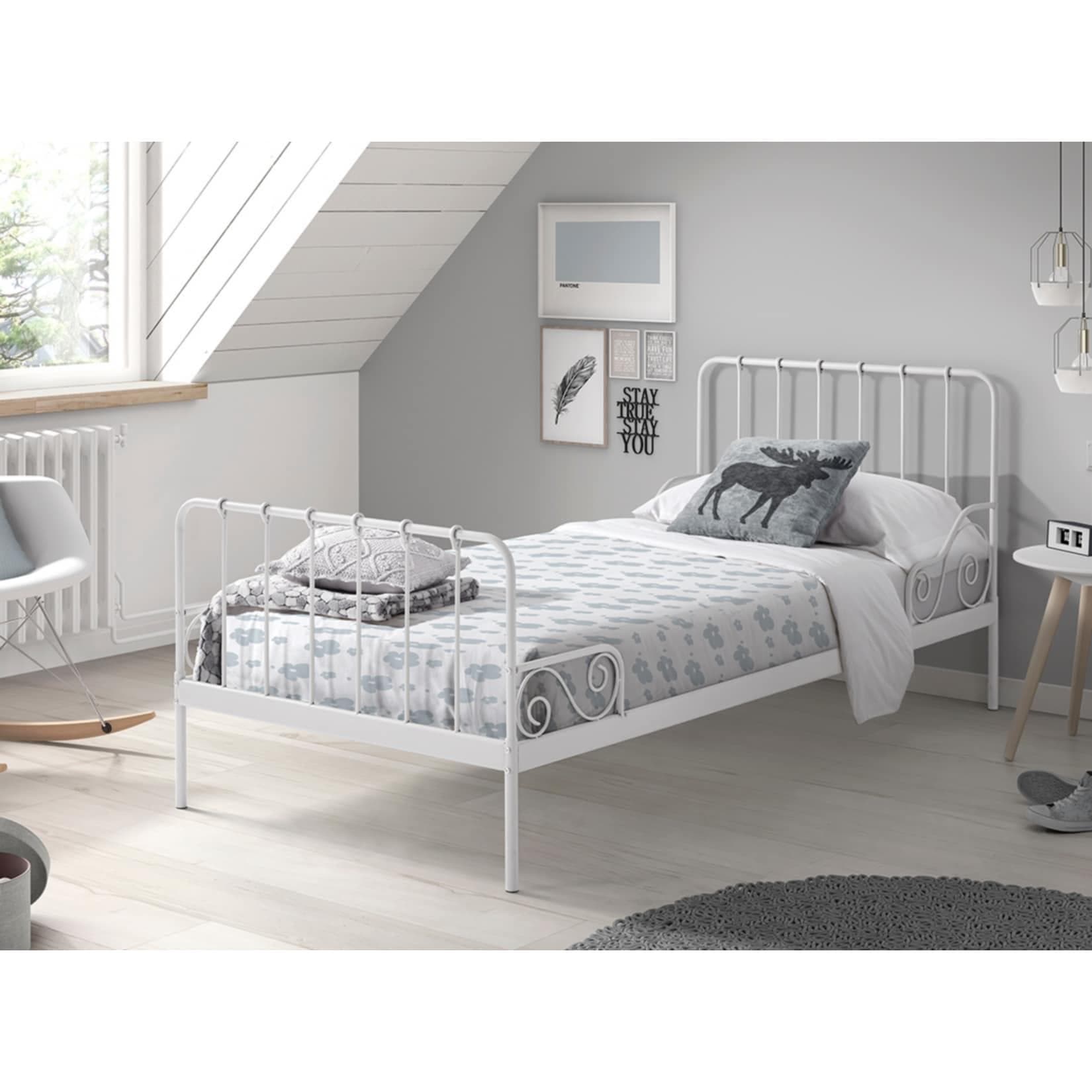 VIPACK Jugendbett Alice Metallbett Weiß 90x200 cm
