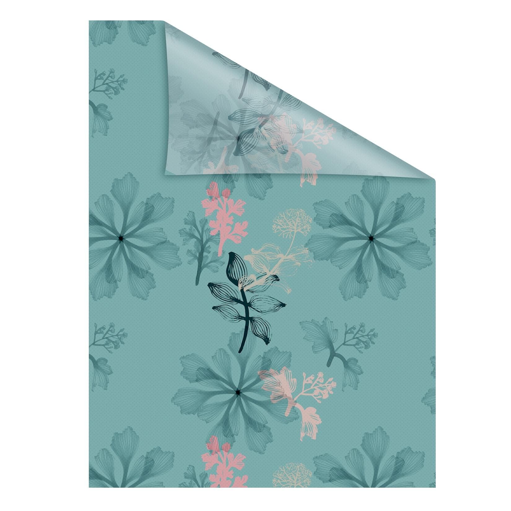 LICHTBLICK Fensterfolie Aqua Floral Blau Selbstklebend Sichtschutz