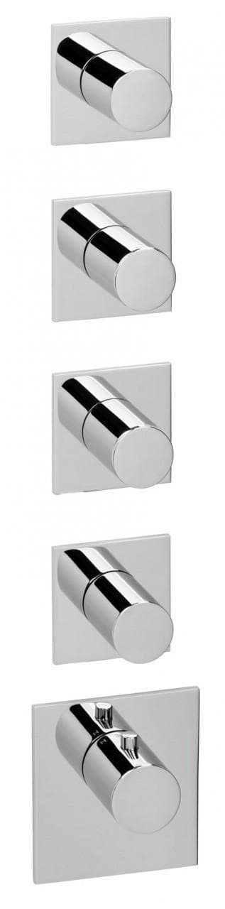 Herzbach Logic XL Fertigmontageset 11.524010.1.01 Universal-Thermostat-Modul 5 eckige Armaturenblenden Chrom