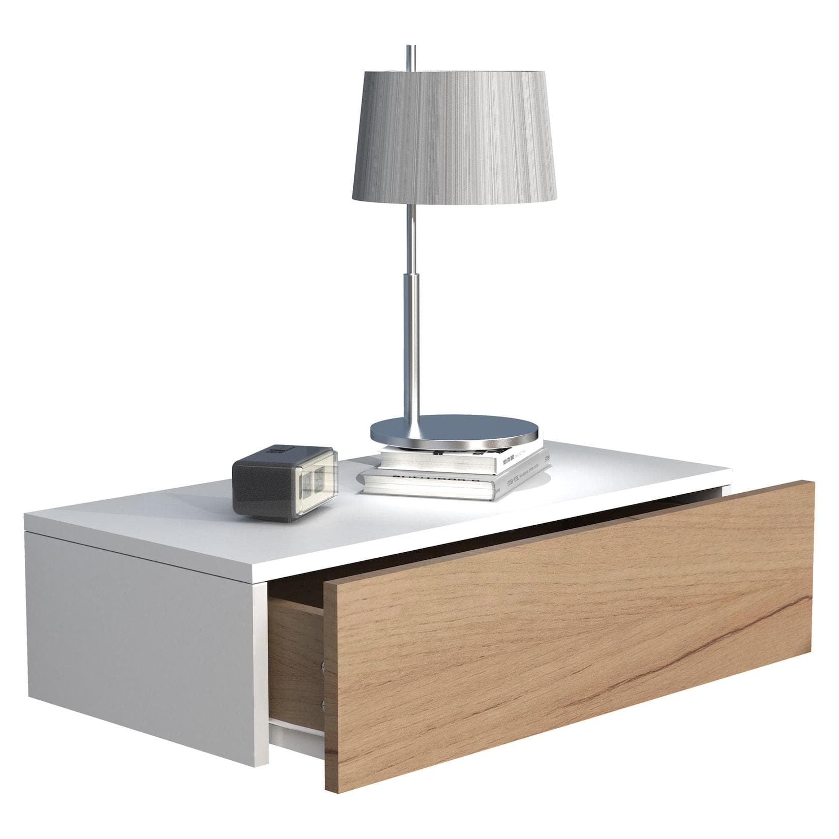 VCM Nachttisch Usal M60 Wandmontage mit Schublade Braun Weiß