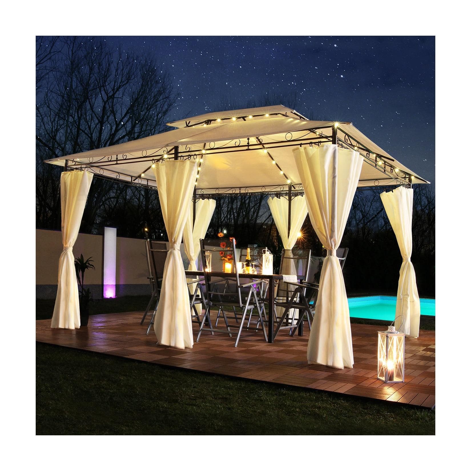 Swing&Harmonie Luxus LED Pavillon 3x4m Minzo Creme