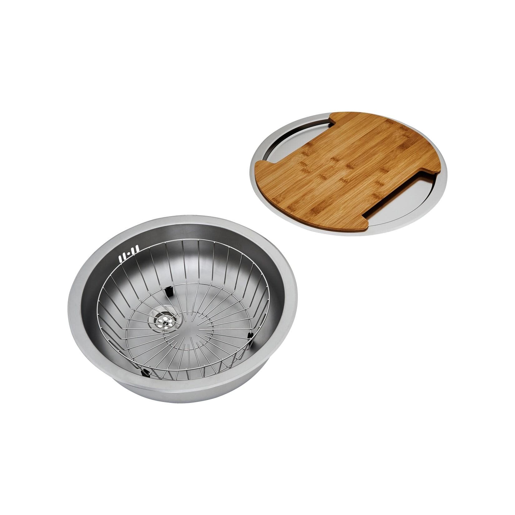 Respekta Rundbecken-Set Edelstahl Einbauspüle Silberfarben