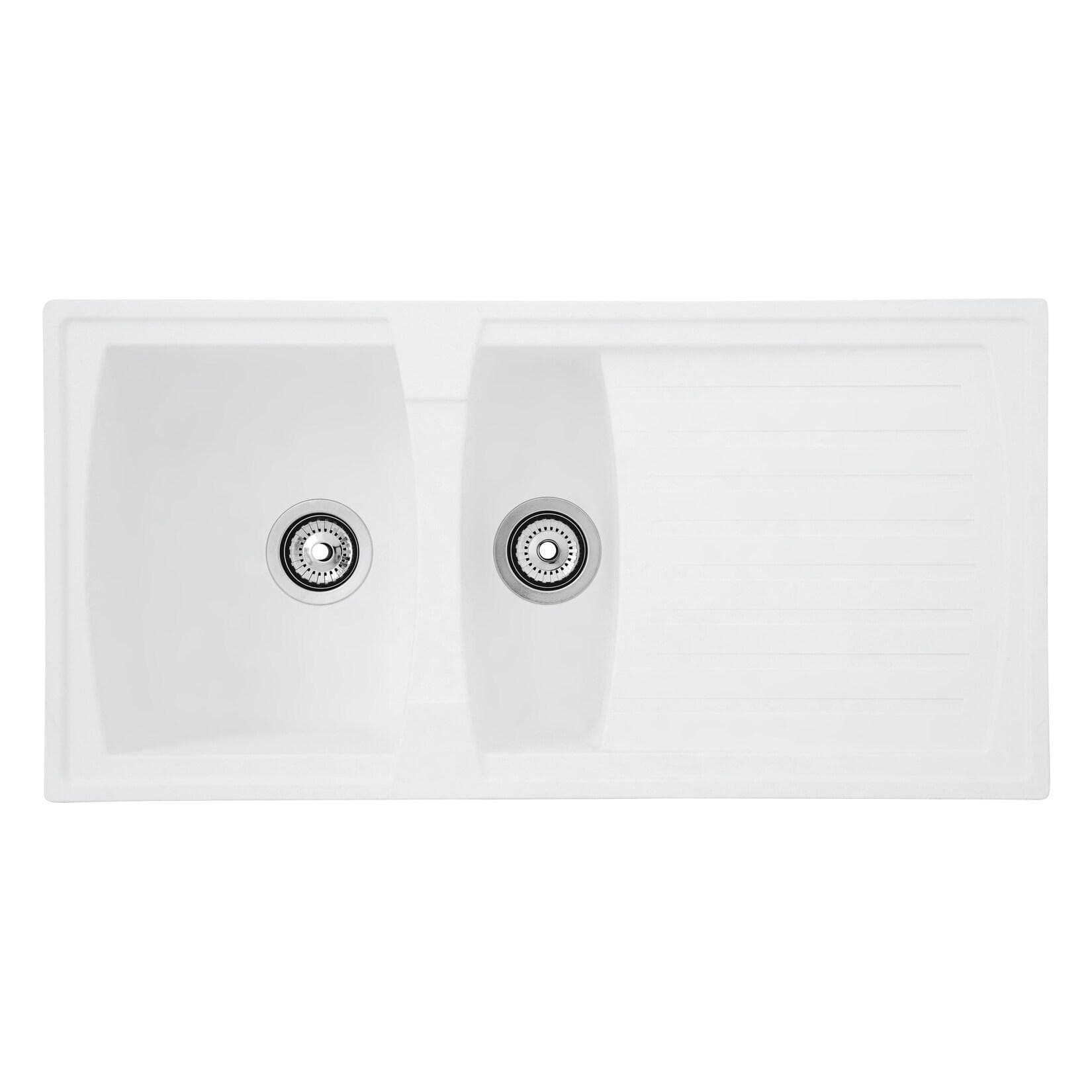 Respekta Mineralite Einbauspüle Boston 100x50 cm Weiß Verbundwerkstoff