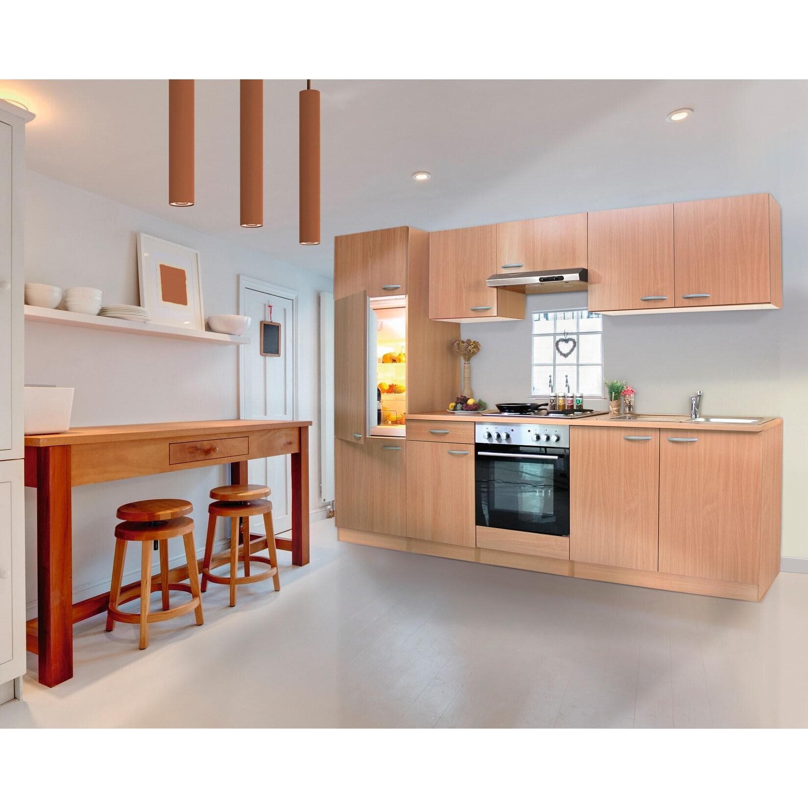 Respekta Küchenzeile 270 cm Buche Nachbildung