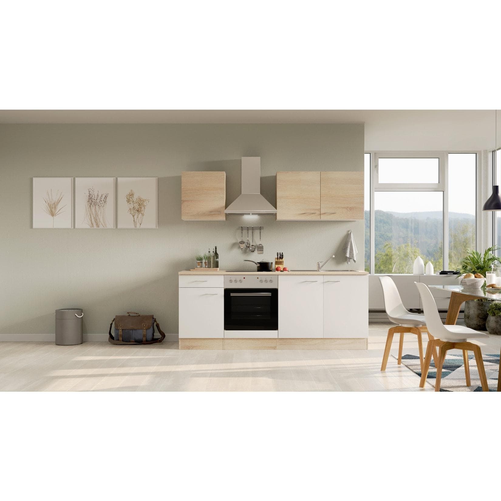 Flex-Well Küchenzeile Weiß Sonoma Eiche