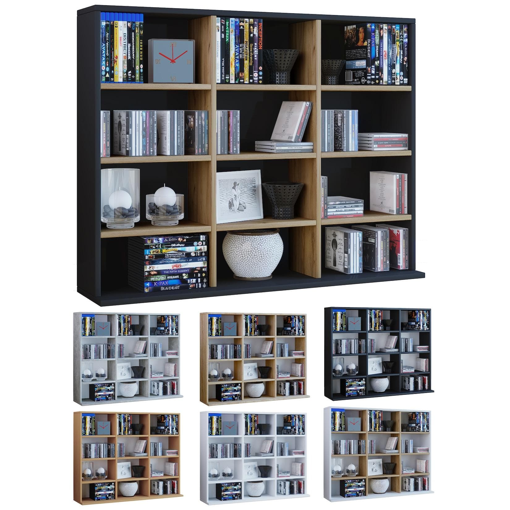 VCM Standregal Megosa L Weiß/Honigeiche CD DVD Bücherregal
