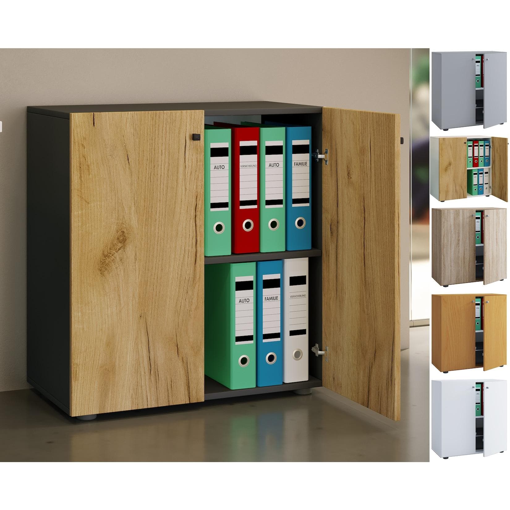 VCM Aktenschrank Lona 2fach Weiß/Braun