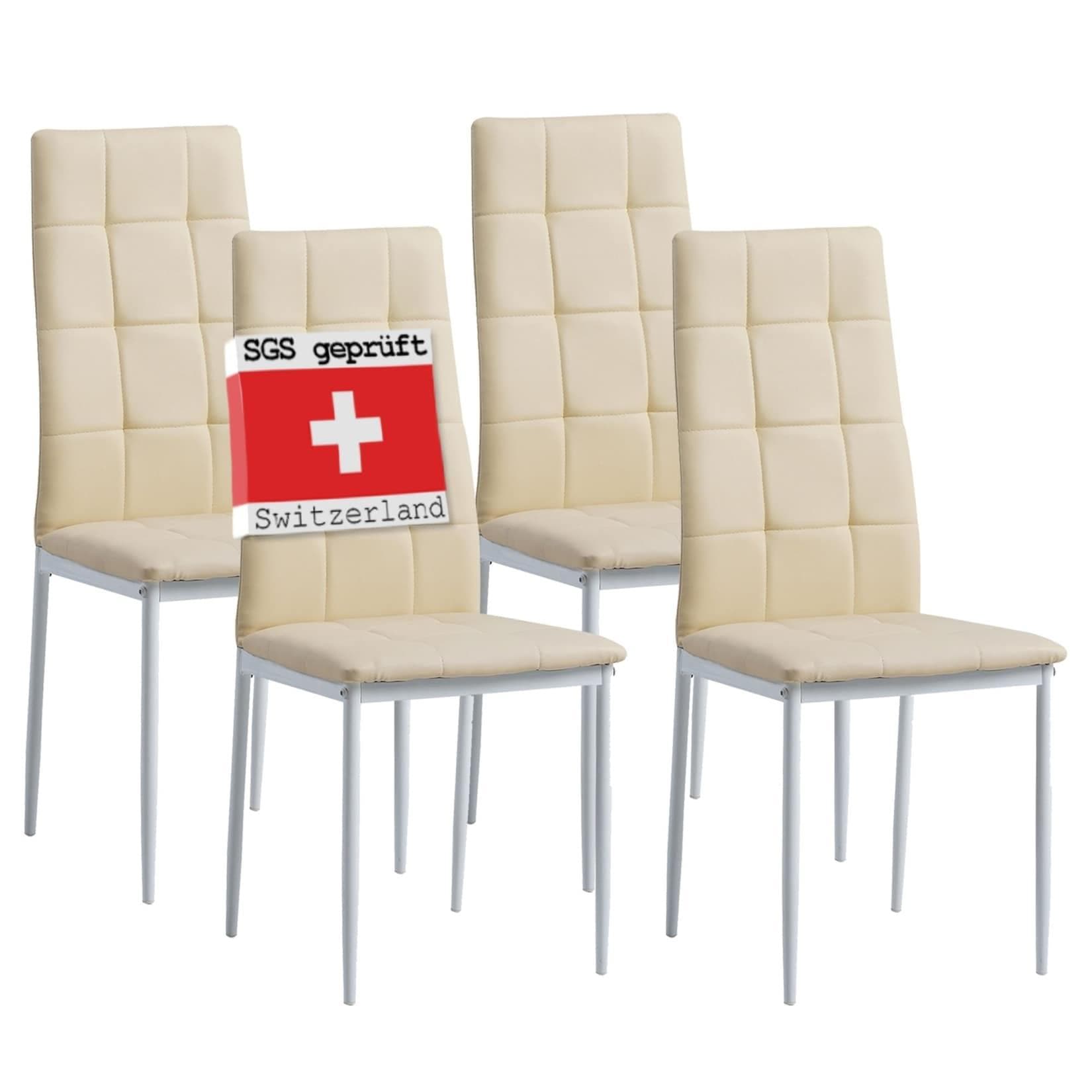 Albatros International Esszimmerstuhl RIMINI 4er Set Beige Kunstleder