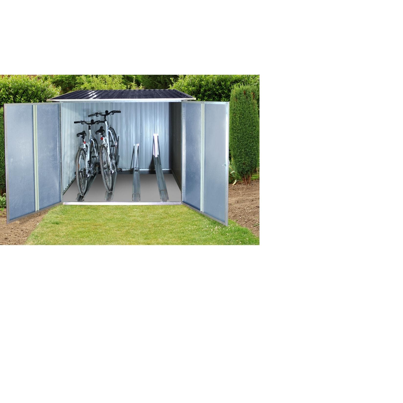 DURAMAX Fahrradbox Stahl anthrazit/weiß für bis zu 4 Fahrräder