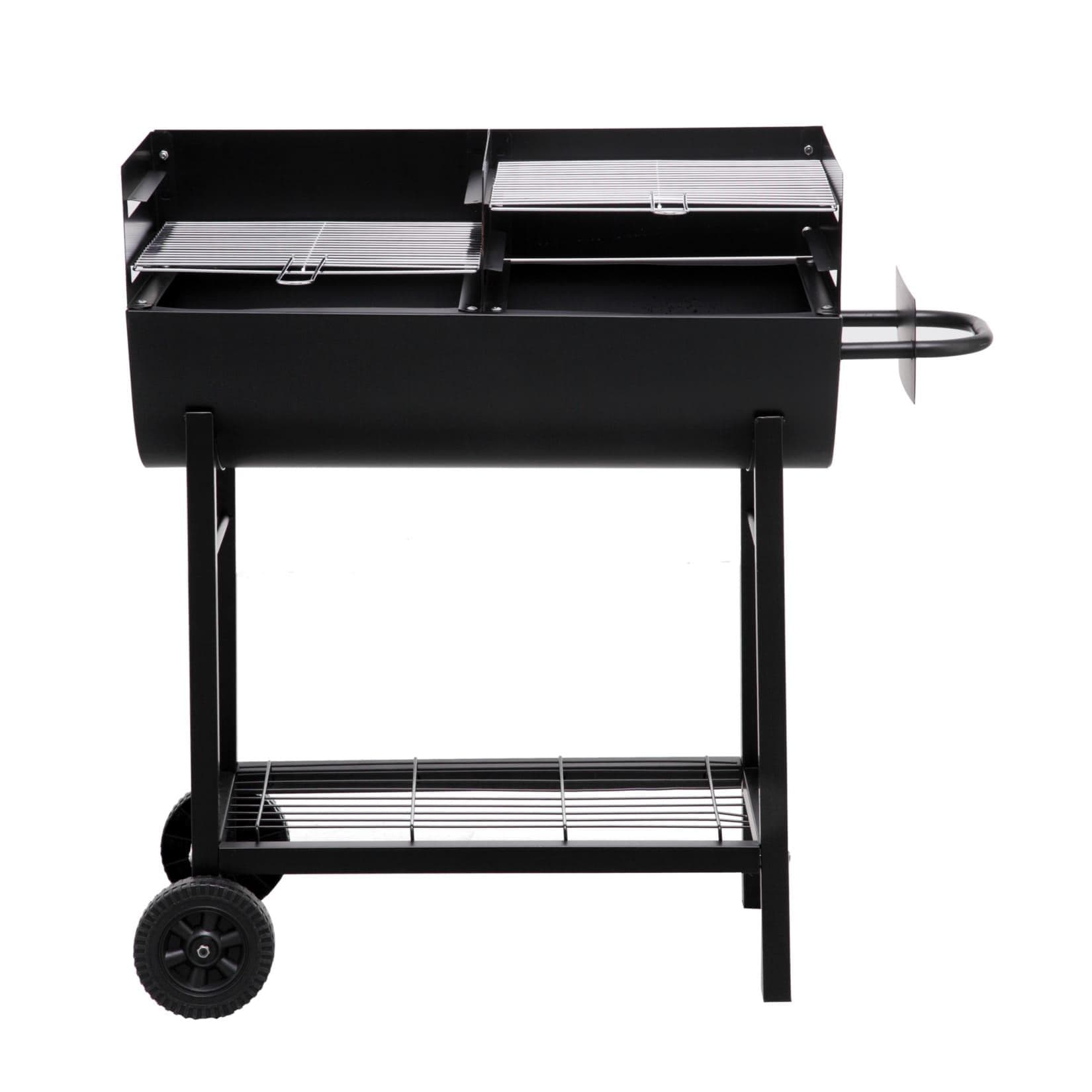 Holzkohlegrill im Detroit-Stil aus Stahl, verchromt, schwarz