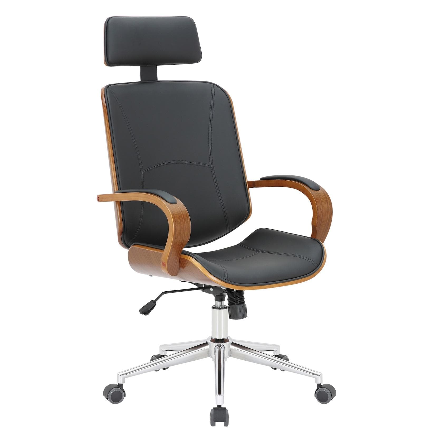 TPFLiving Bürostuhl Daytona Walnuss/Schwarz - Chefsessel mit Kunstleder