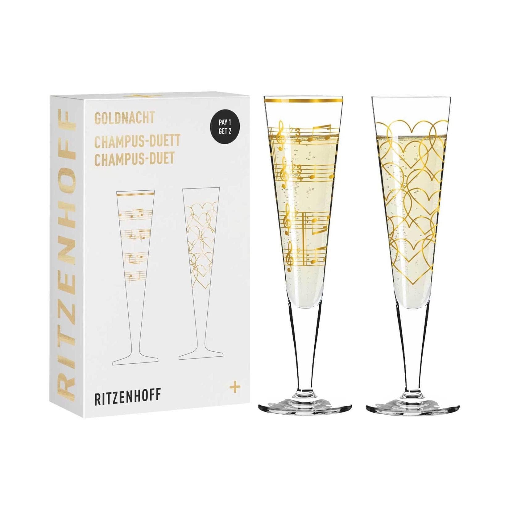 Ritzenhoff Champagnerglas Goldnacht Gold 2-teilig