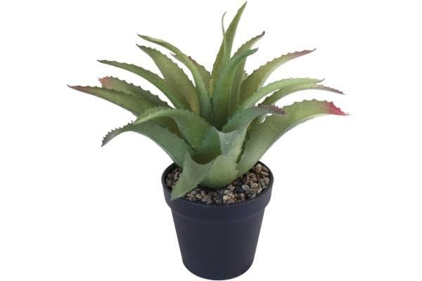 Künstliche Aloe Vera im Topf mit Steindeko Höhe 26 cm Pflanze hellgrün