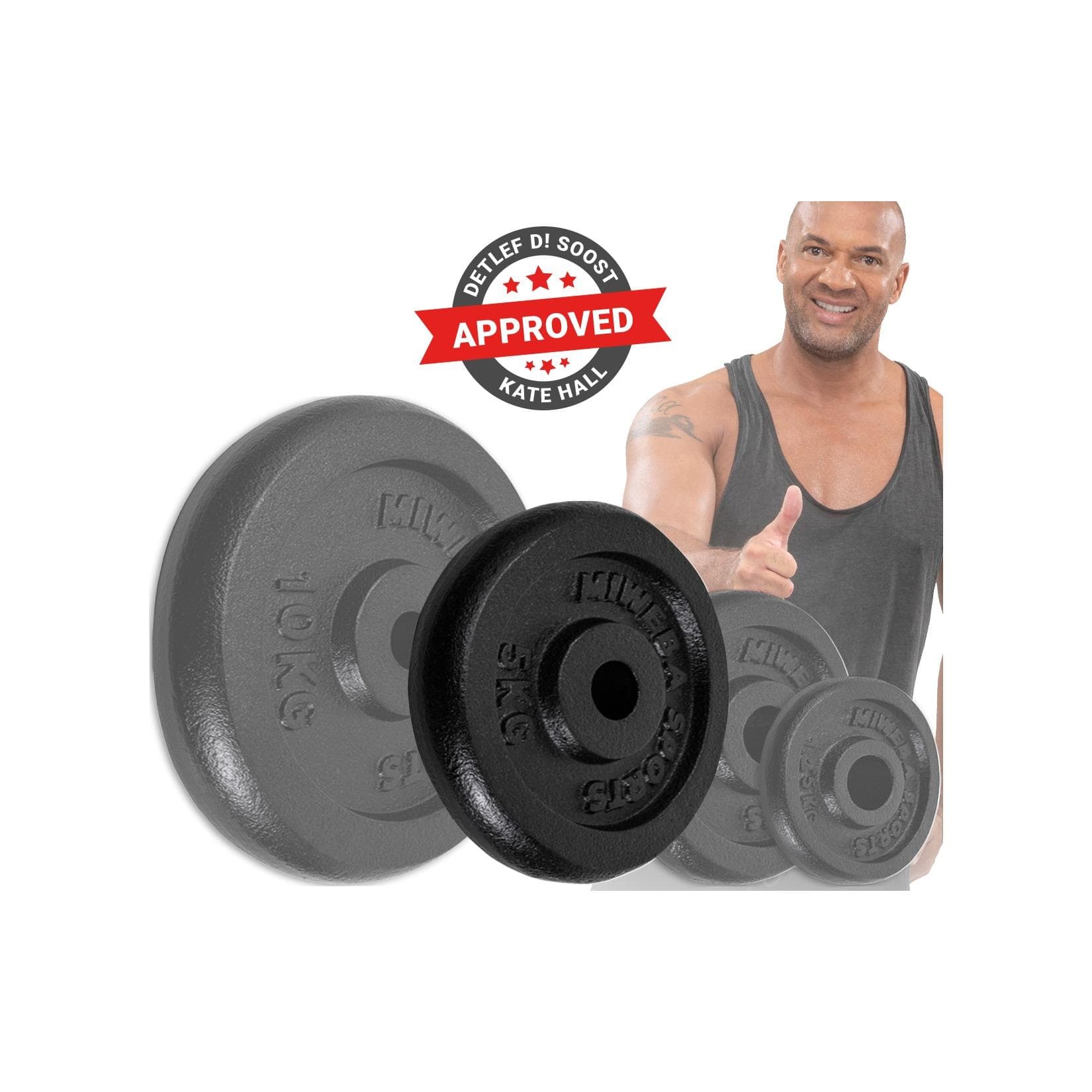 Miweba Sports Hantelscheiben HSG75, 4 x 5 kg Hantel-Gewichte, Gusseisen