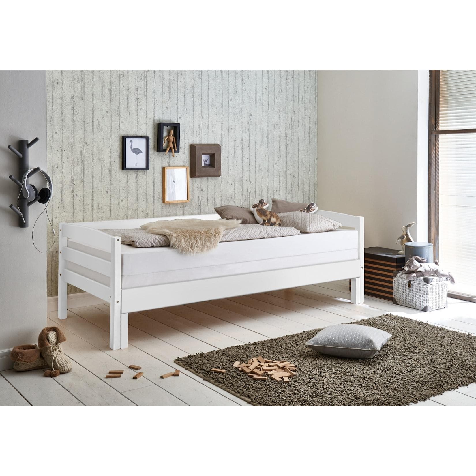 Relita Funktionsbett Emilia ausziehbar Weiß Massivholz
