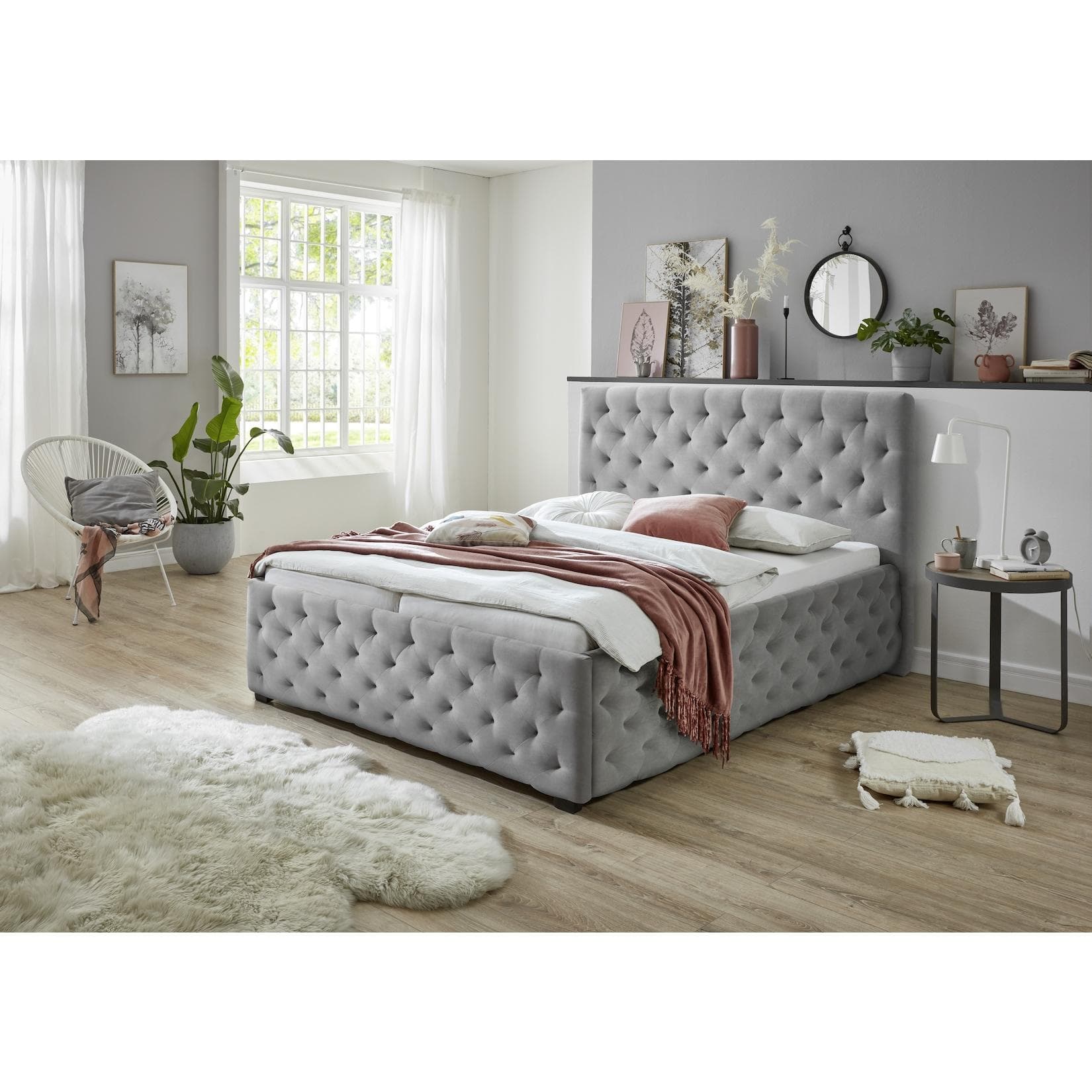 Relita Polsterbett Chester Grau Stoff Design