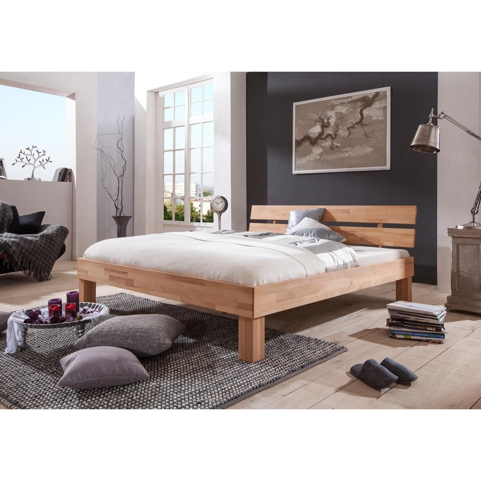 RELITA Massivholzbett Julia Buche geölt Modernes Futonbett