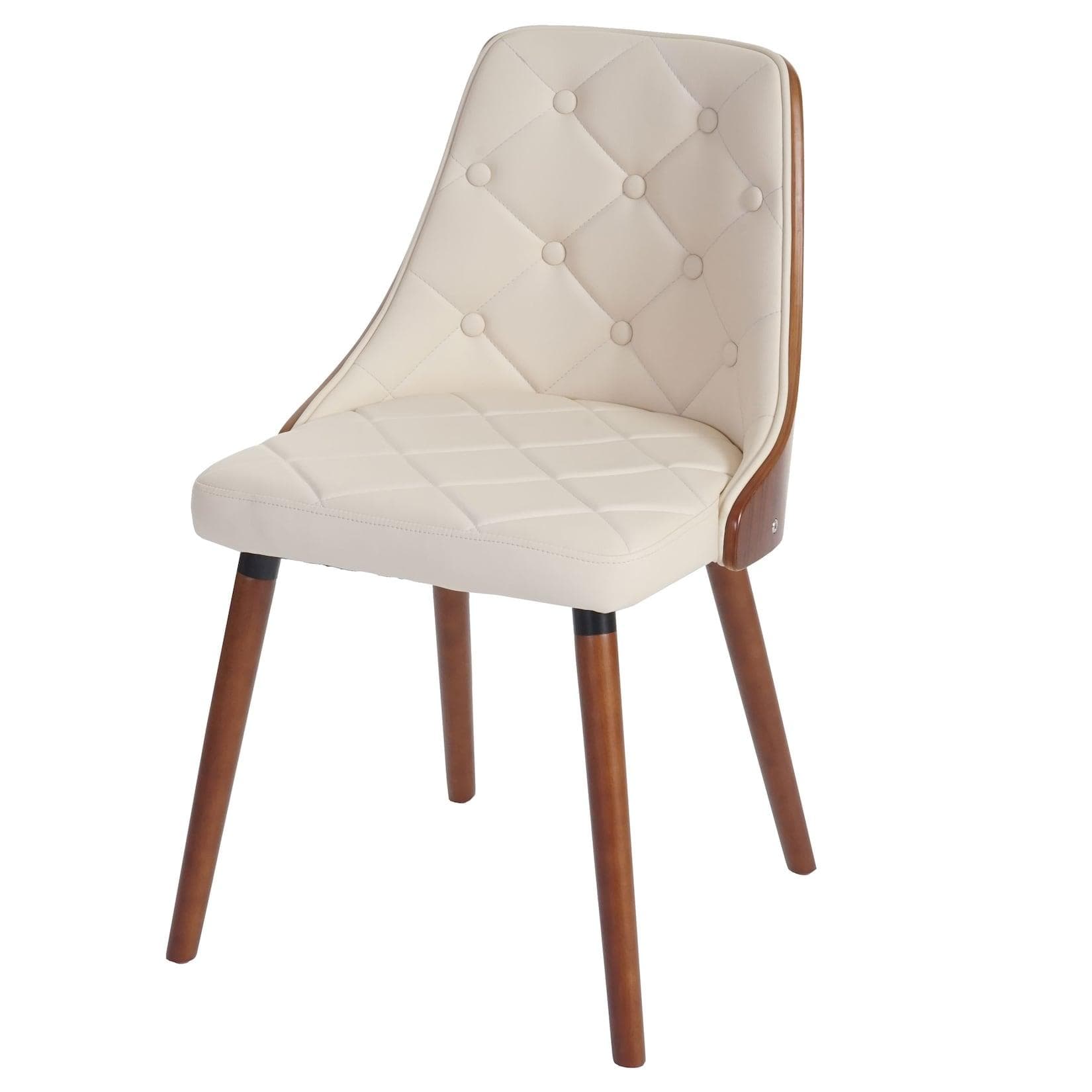 Esszimmerstuhl MCW-A75 Walnuss-Optik Bugholz Kunstleder Creme