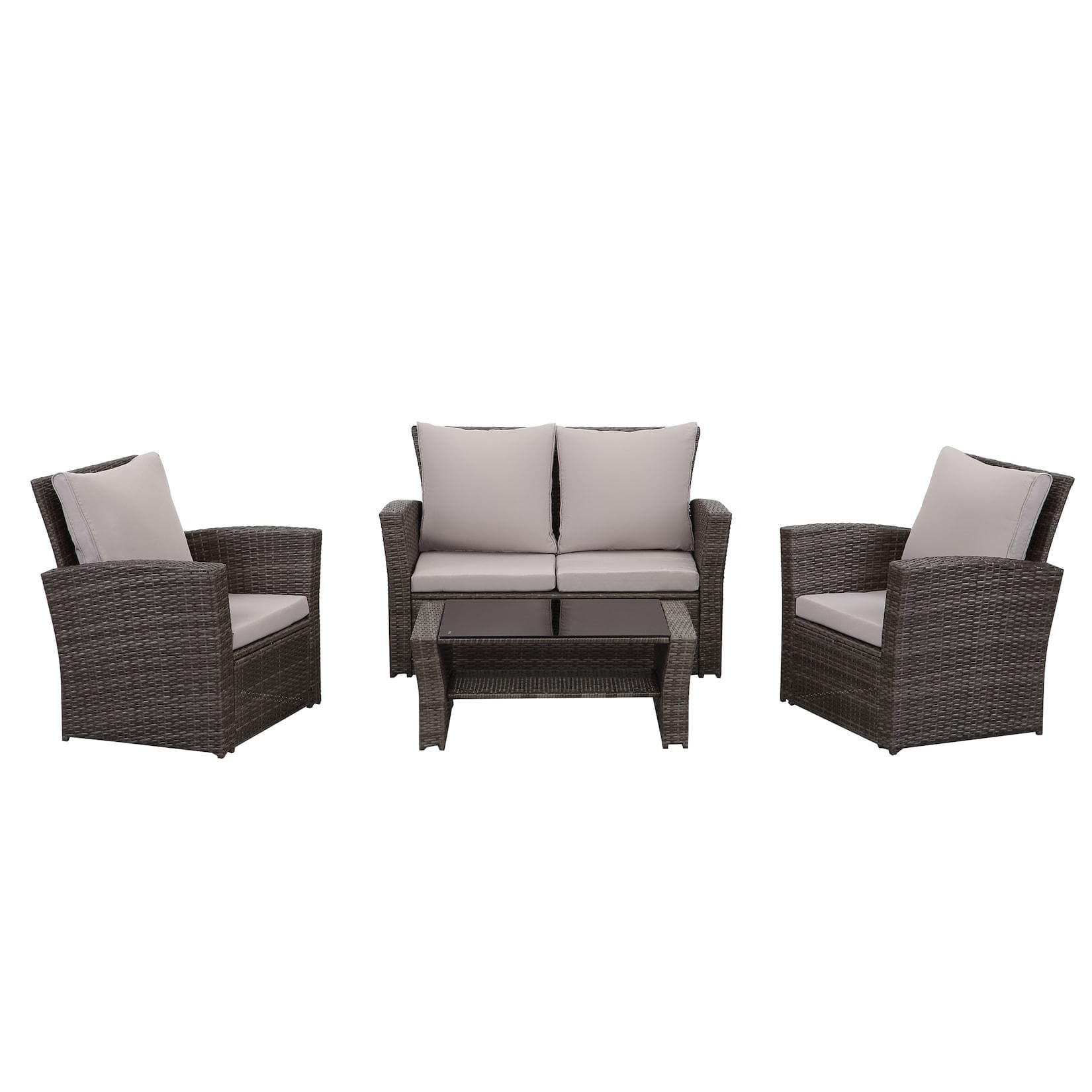 4-Sitzer Lounge Set Polyrattan Grau