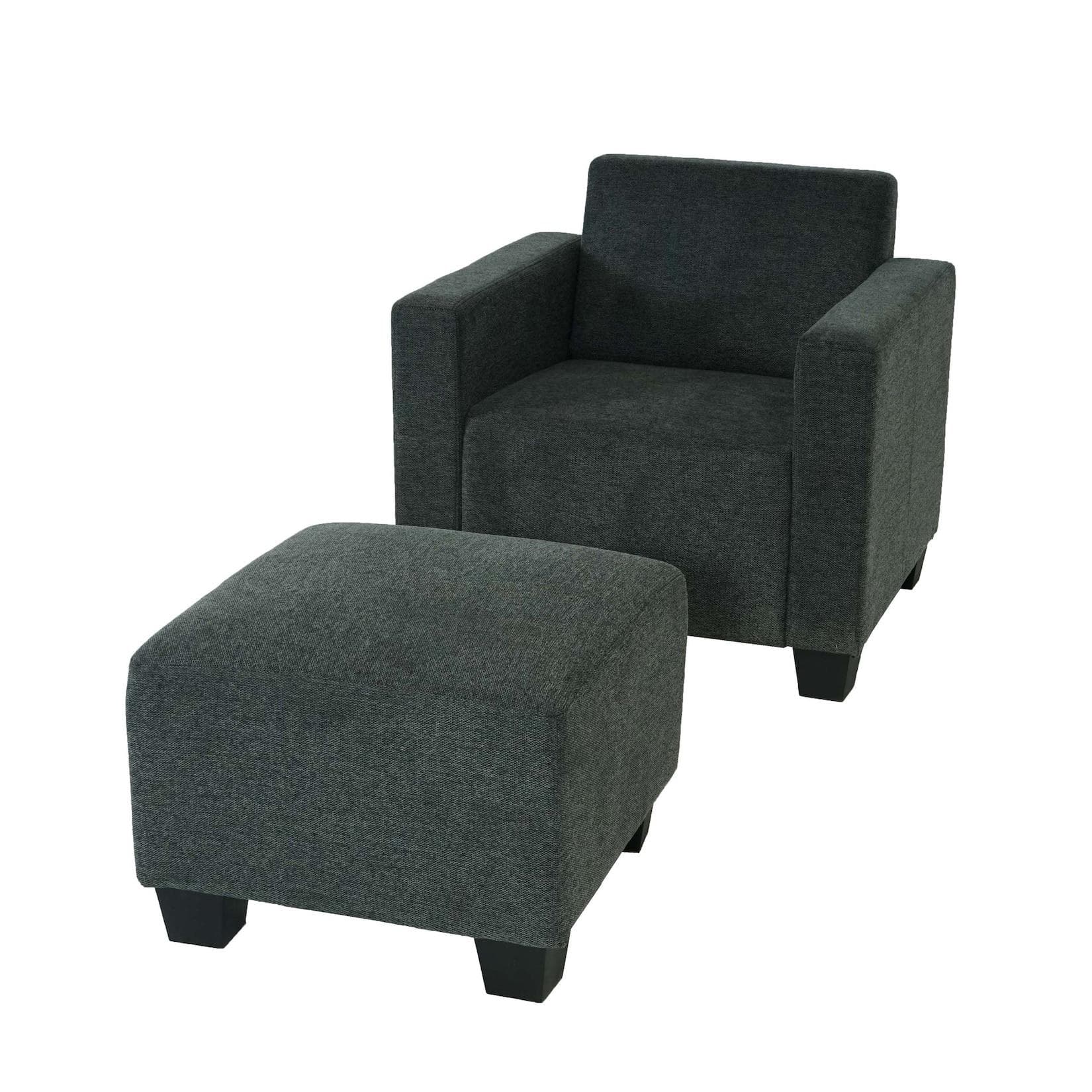 MCW Modular Sessel Loungesessel mit Ottomane Moncalieri Stoff Anthrazit-grau